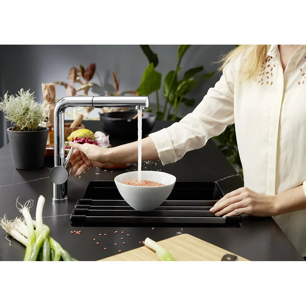 BLANCO SUBLINE 320-U SILGRANIT® INFINO - SVART Sort, Undermontert