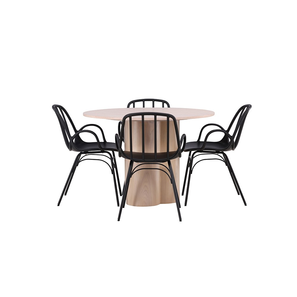 Spisegruppe Venture Home Olivia Ø 110 cm med 4 Dyrön Stoler