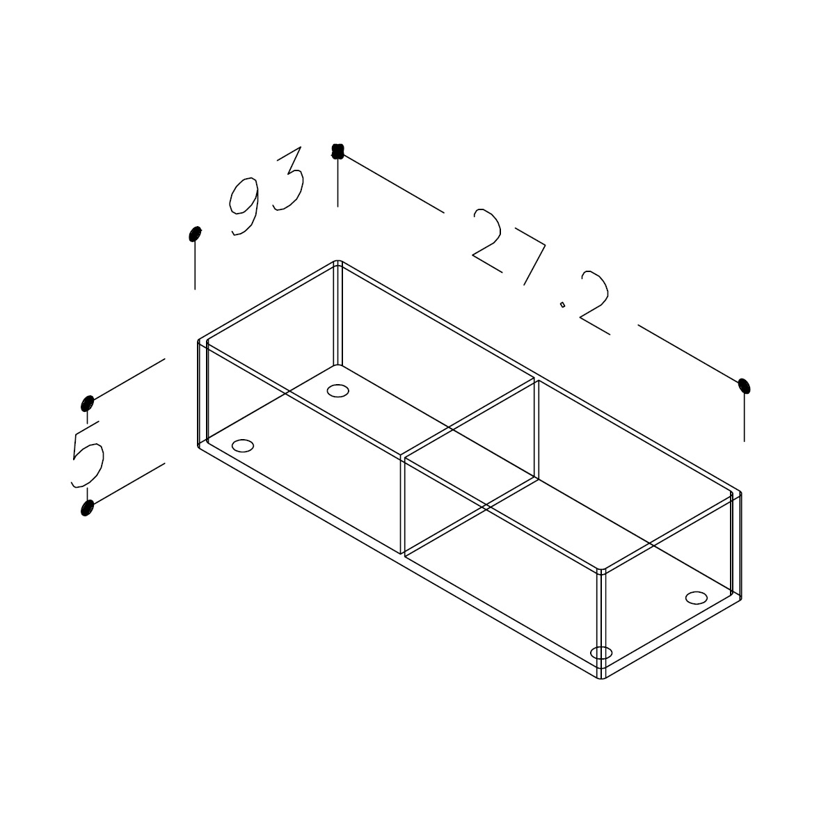 Skuffeinndeler Korsbakken E Plexiglass Liten 2 rom