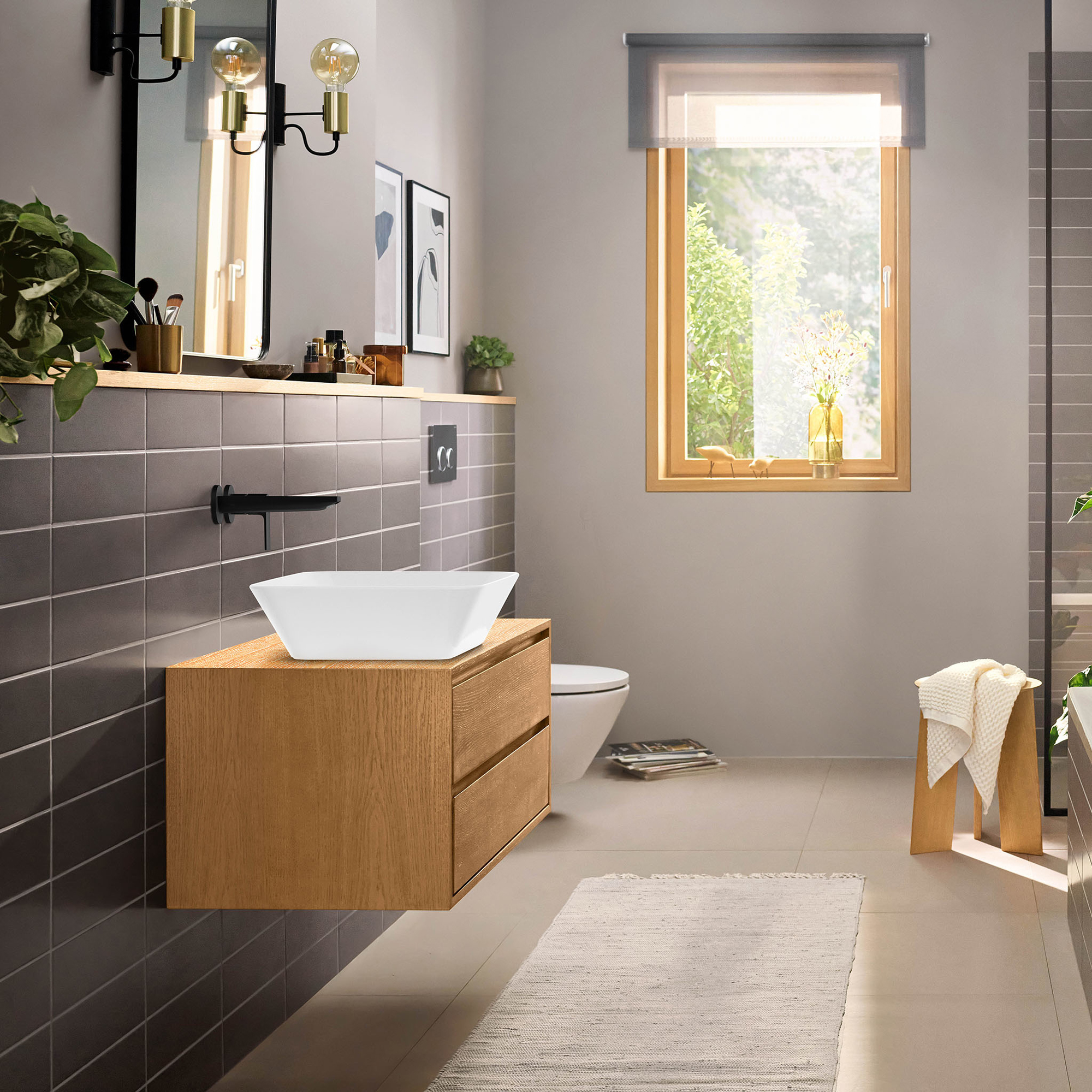 Servantbatteri Hansgrohe Rebris E 1-greps for Innbygging i Vegg med 20 cm Tut