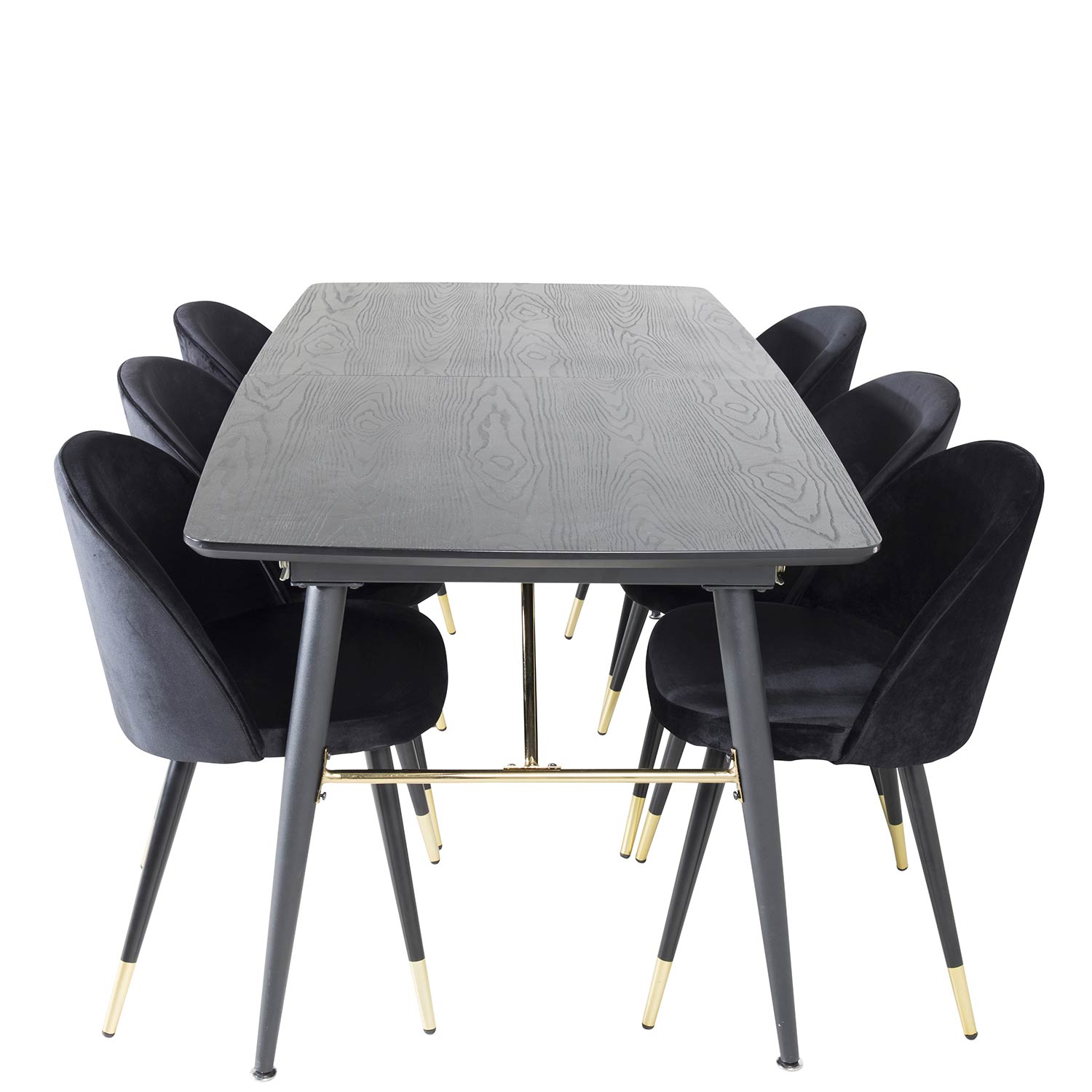 Spisegruppe Venture Home Gold med 6 Velvet Stoler