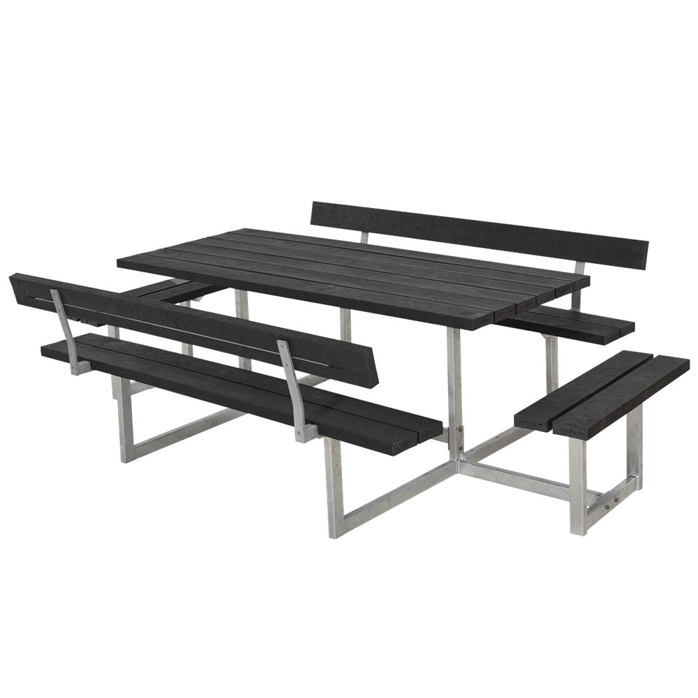 Benkbord PLUS Basic med Ekstra Sitteplasser Svart Plast
