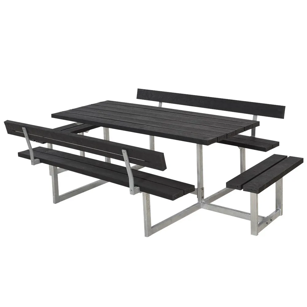 Benkbord PLUS Basic med Ekstra Sitteplasser Svart Plast