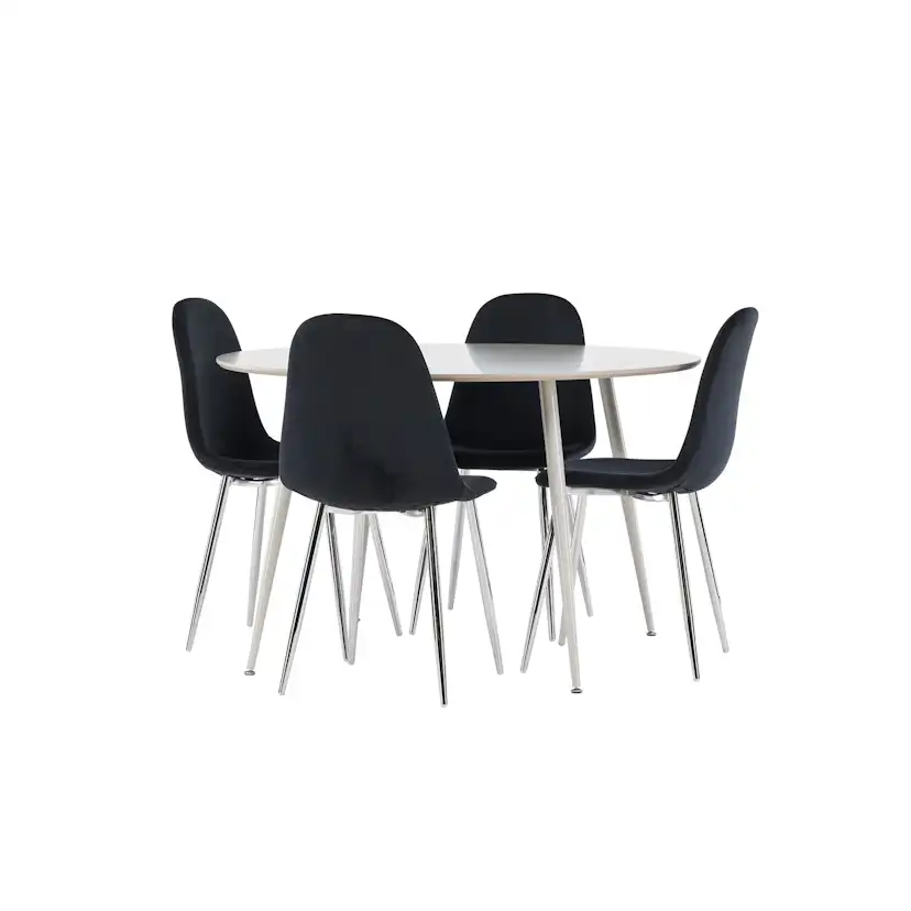 Spisegruppe Venture Home Plaza Ø120 med 4 stk Polar Stoler Fløyel