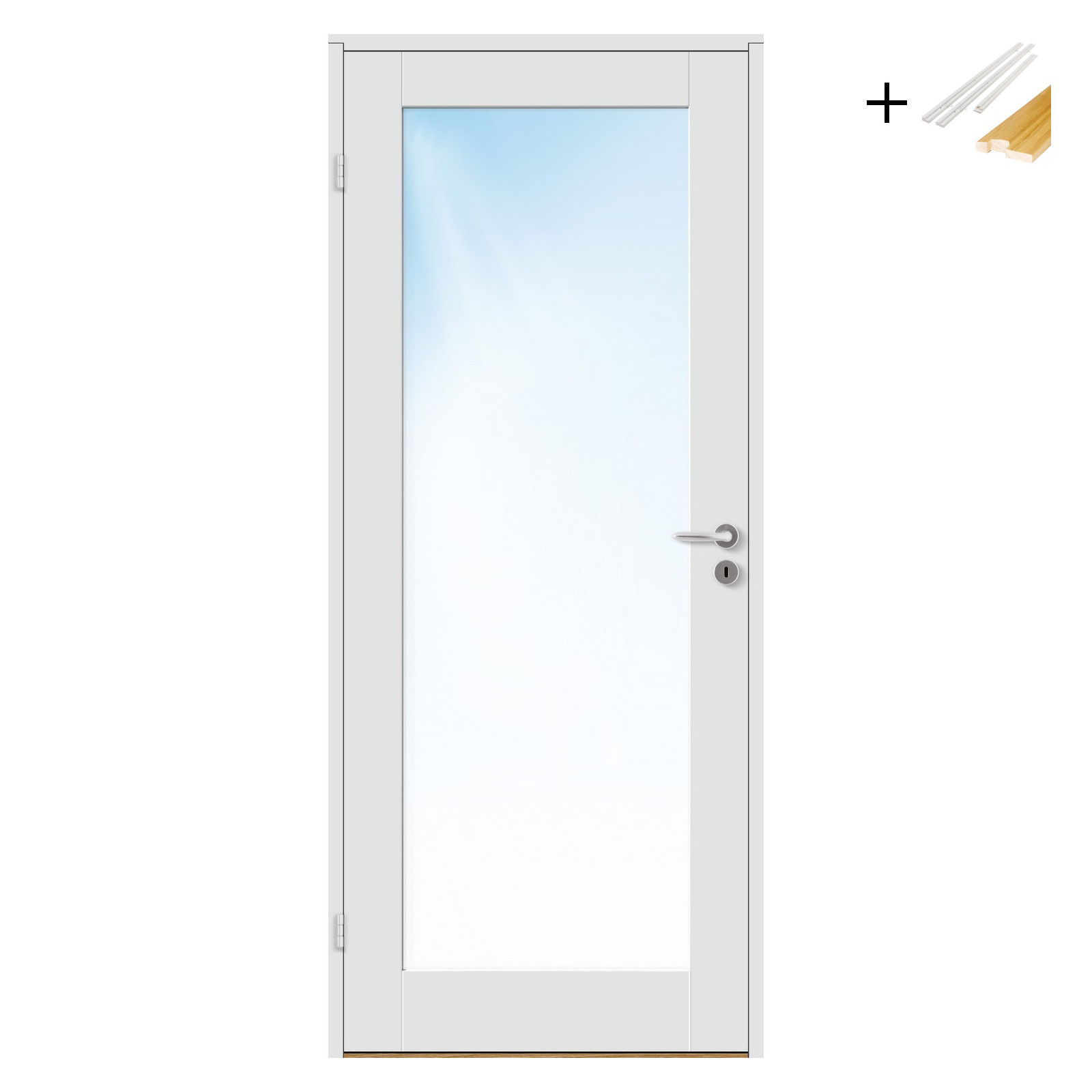 Innerdør Bygg1 Stil 1 Hvit Frostet Glass med Karmsett