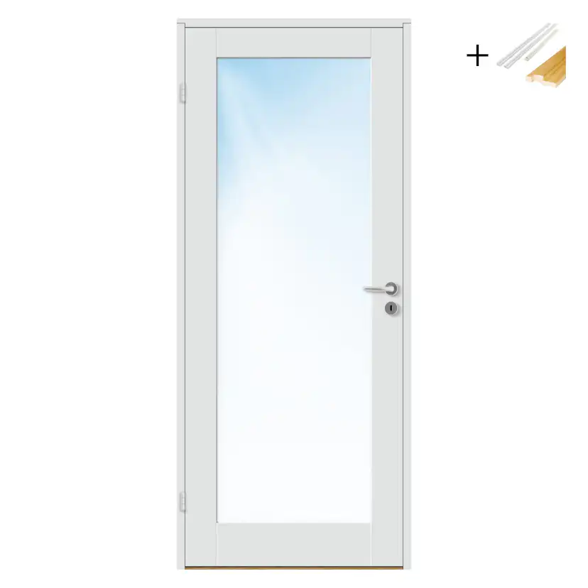 Innerdør Bygg1 Stil 1 Hvit Frostet Glass med Karmsett