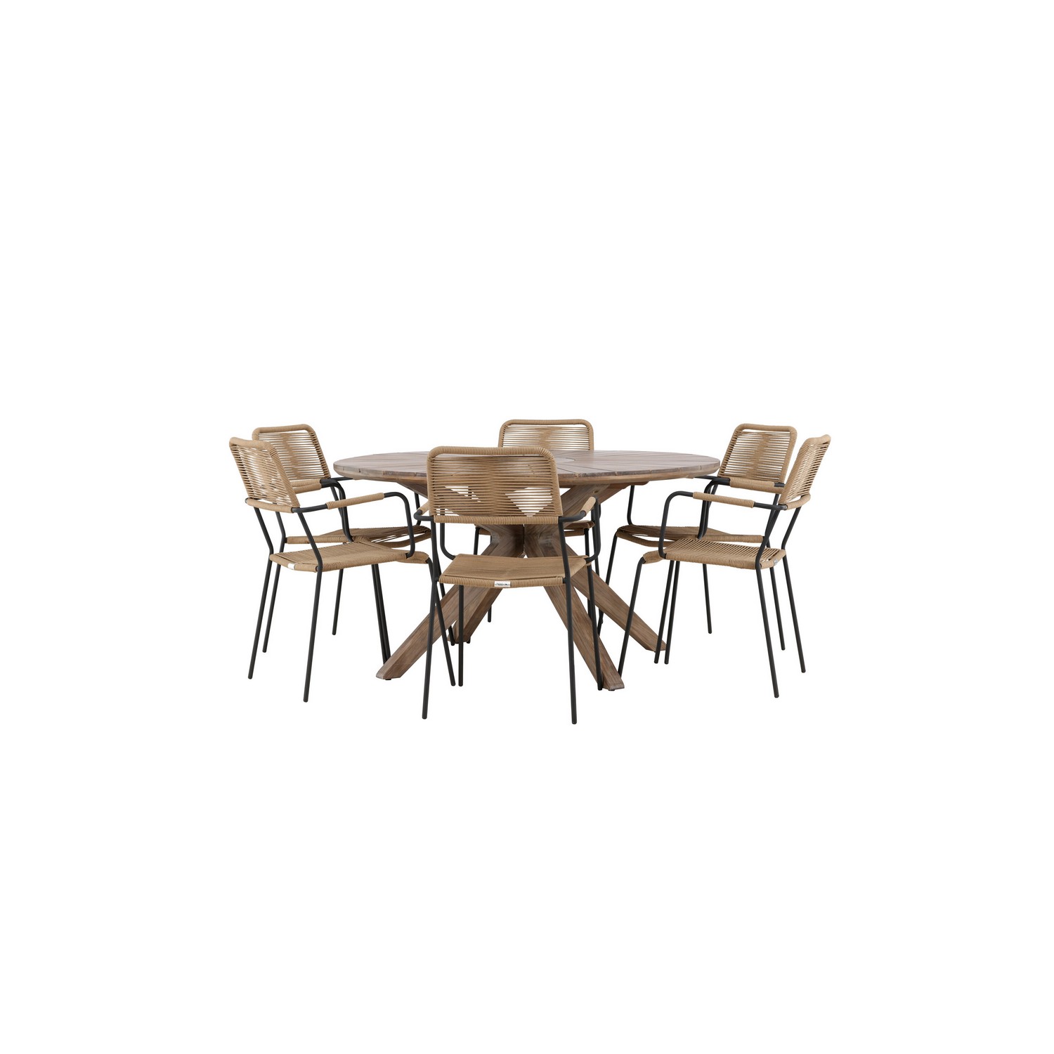Hagegruppe Venture Home Rosario med 6 Lindos Lenestoler