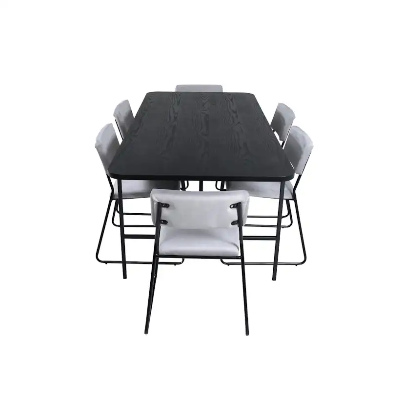 Spisegruppe Venture Home Chicago Spisebord og Kungshamn Spisestol Sort