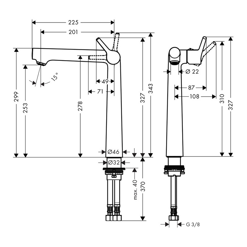 Servantbatteri Hansgrohe Talis S 250