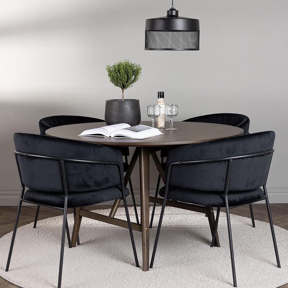 Spisegruppe Venture Home Kaseidon Ø100 cm med 4 stk Selma Stoler