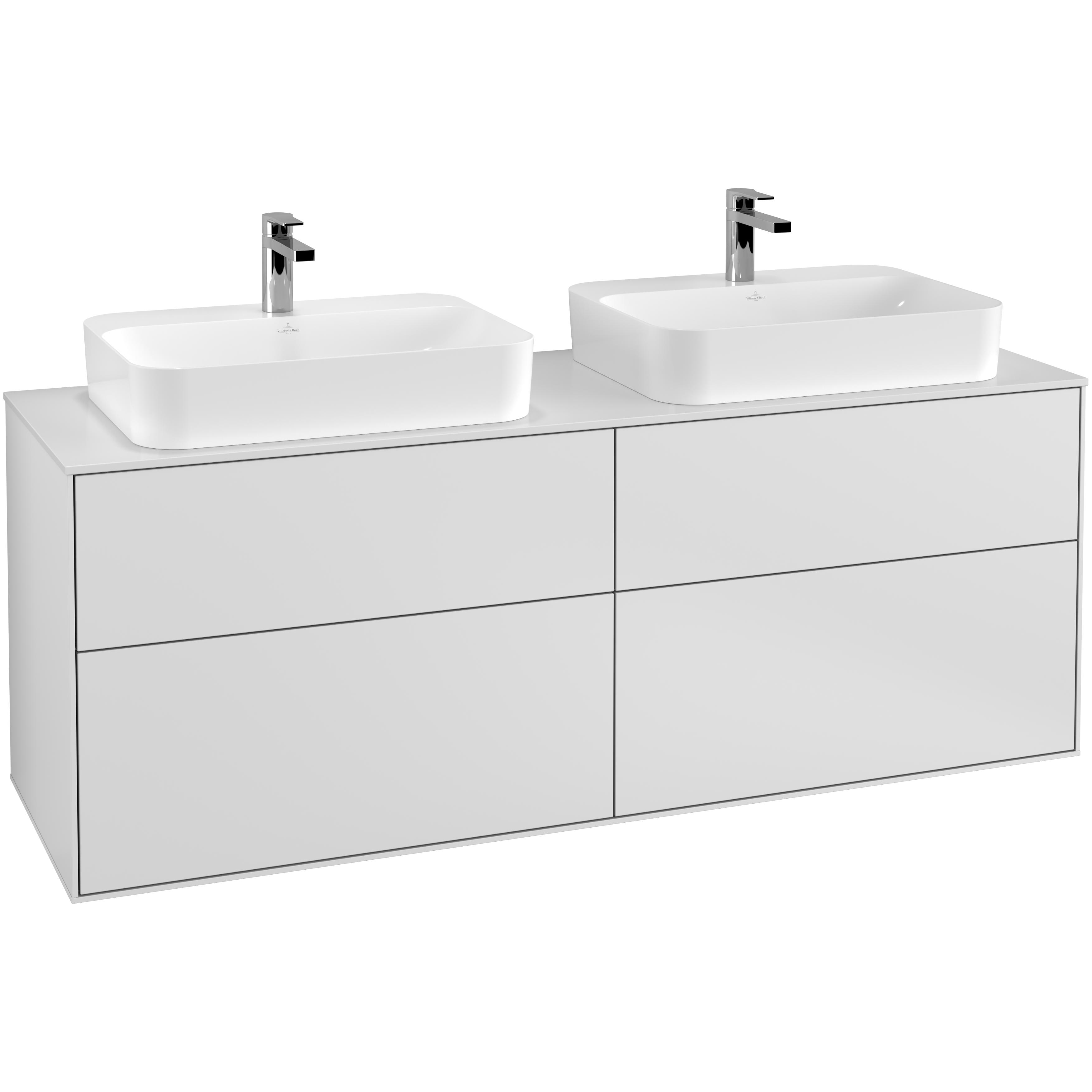 Tvättställsskåp Villeroy & Boch Finion med 4 Lådor och Bänkskiva för Två Ytmonterade Tvättställ