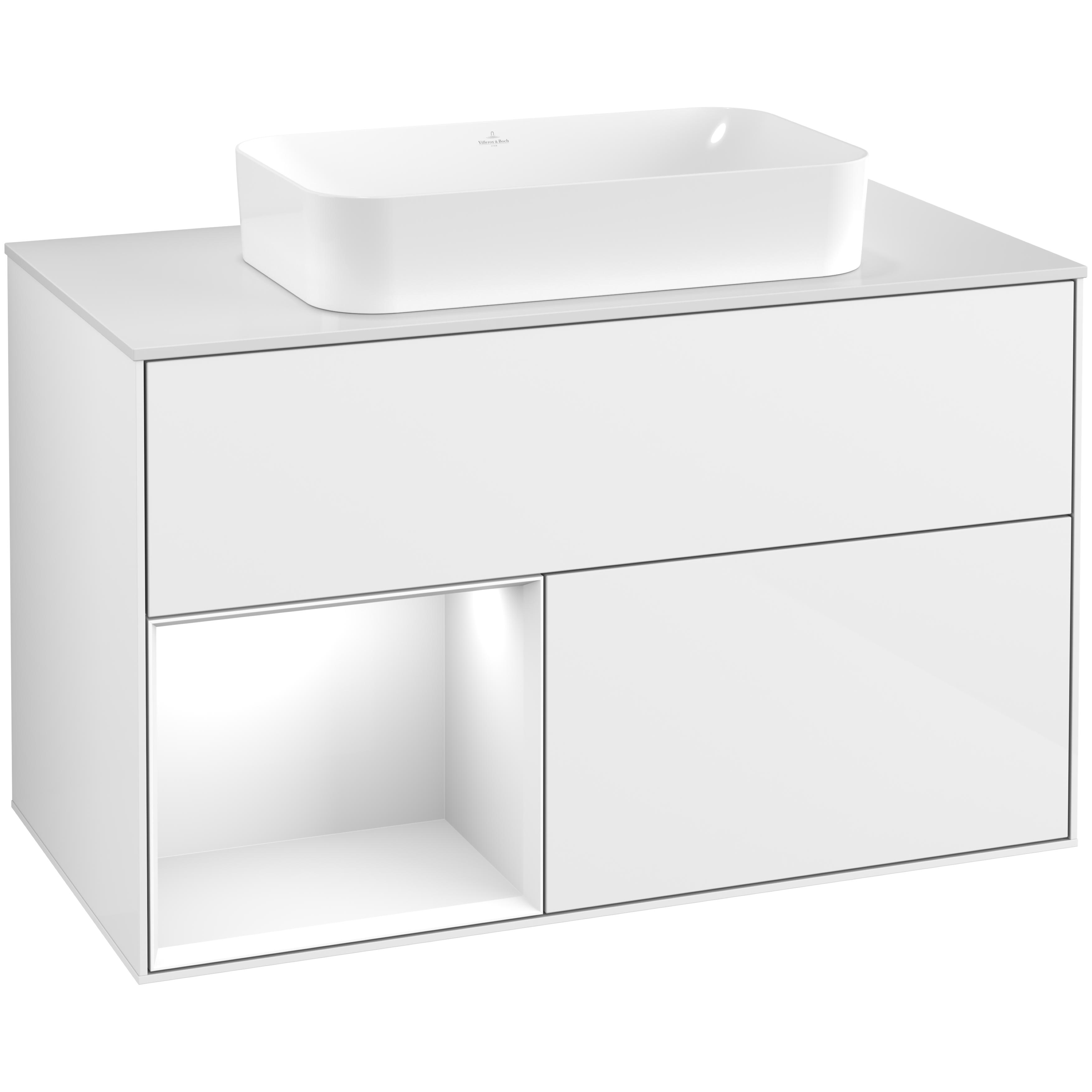 Tvättställsskåp Villeroy & Boch Finion med 2 Lådor Hylla och Bänkskiva för Fristående Tvättställ | badrum - badrumsmobler - tvattstallsskap-och-kommod | KakelKungen