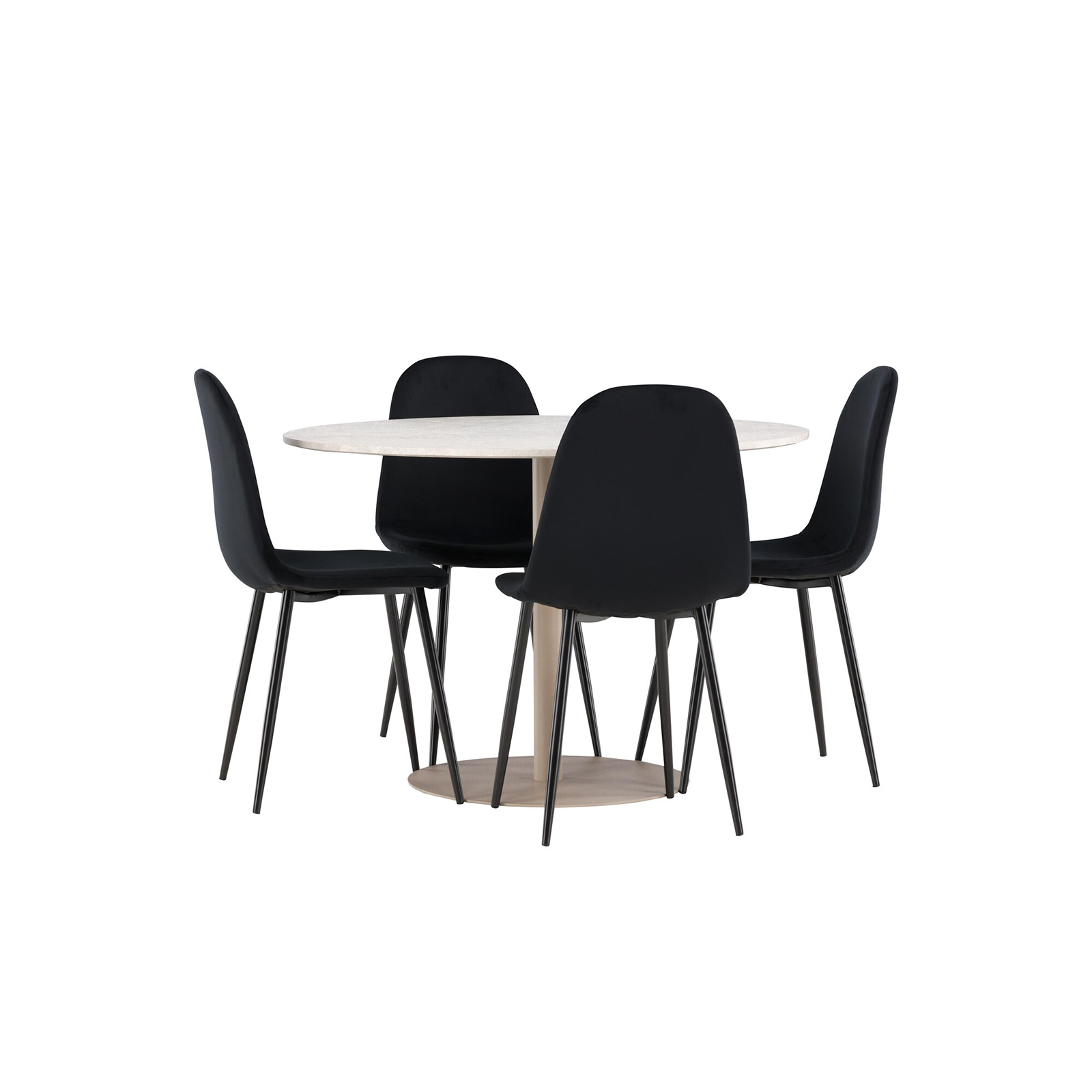 Spisegruppe Venture Home Lycke Ø110 med 4 stk Polar Stoler Fløyel