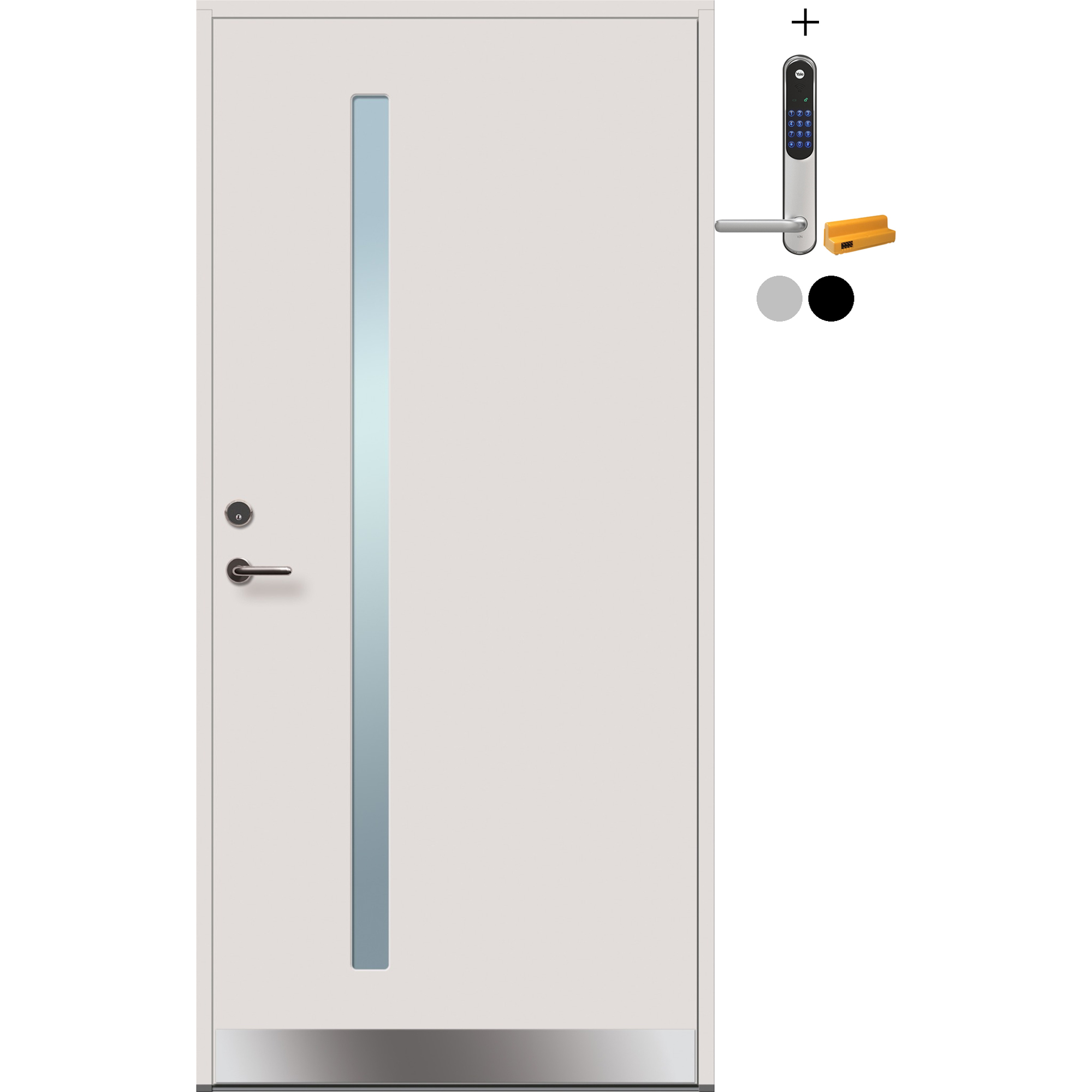 Ytterdør Tundøren Tun 651 Funkis Hvit med Yale Doorman Classic Home