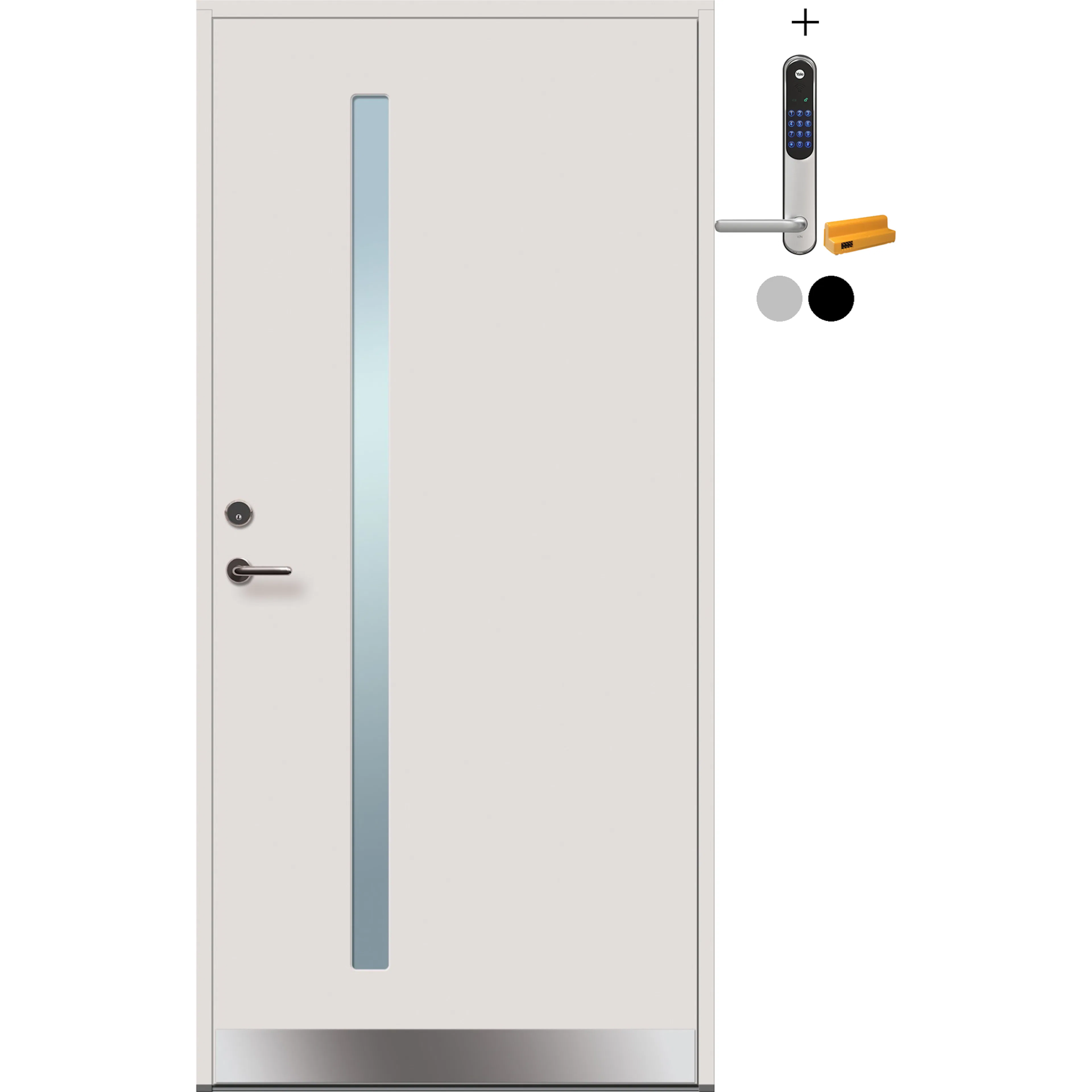 Ytterdør Tundøren Tun 651 Funkis Hvit med Yale Doorman Classic Home