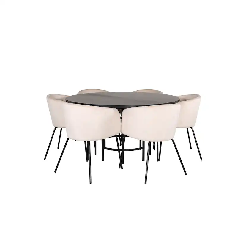 Spisegruppe furniture/fashion Copenhagen Ø140 cm med 6 Berit Stoler