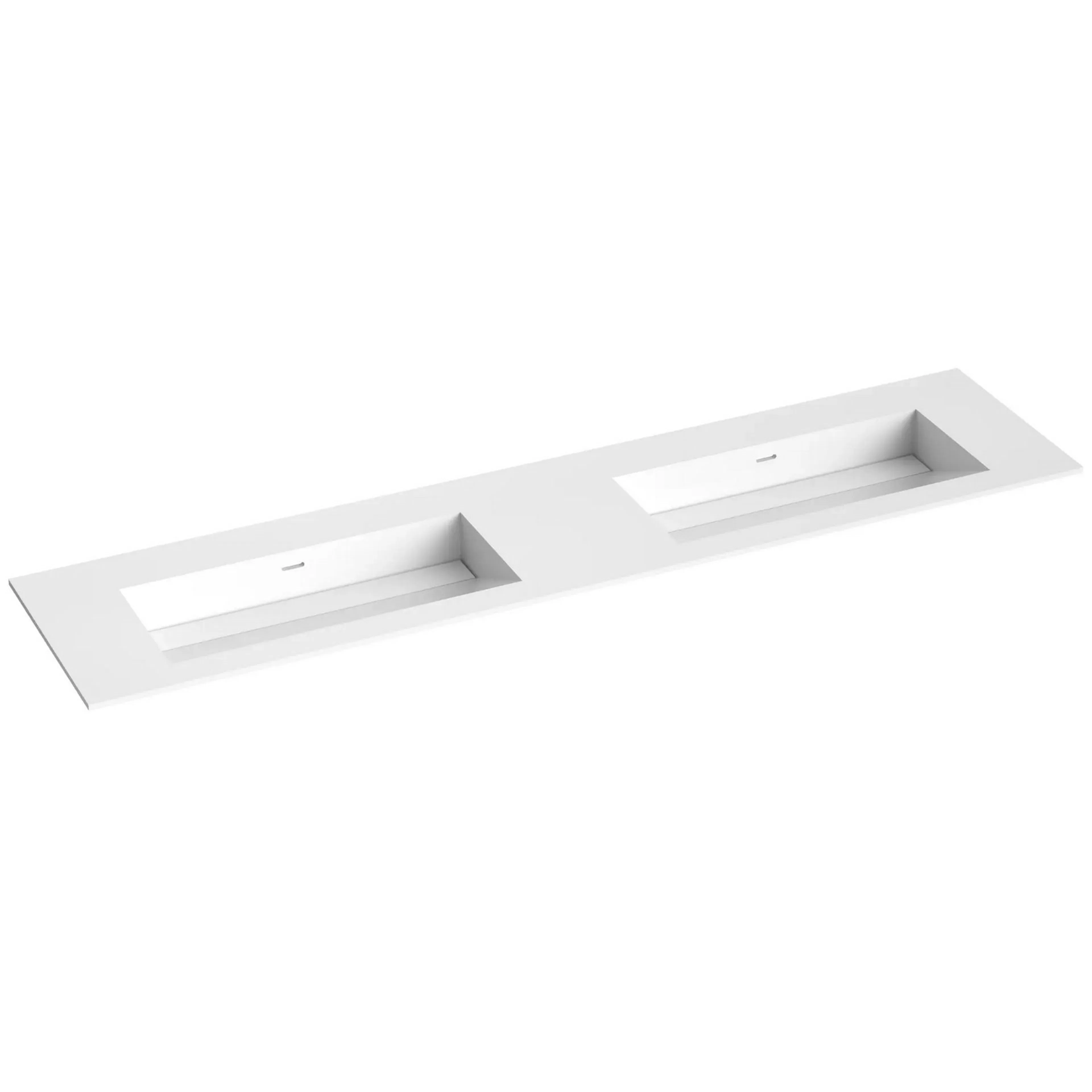 Corian 200 dobbel servant med skrå bunn u/kranhull, hvit mat Skrå Bunn