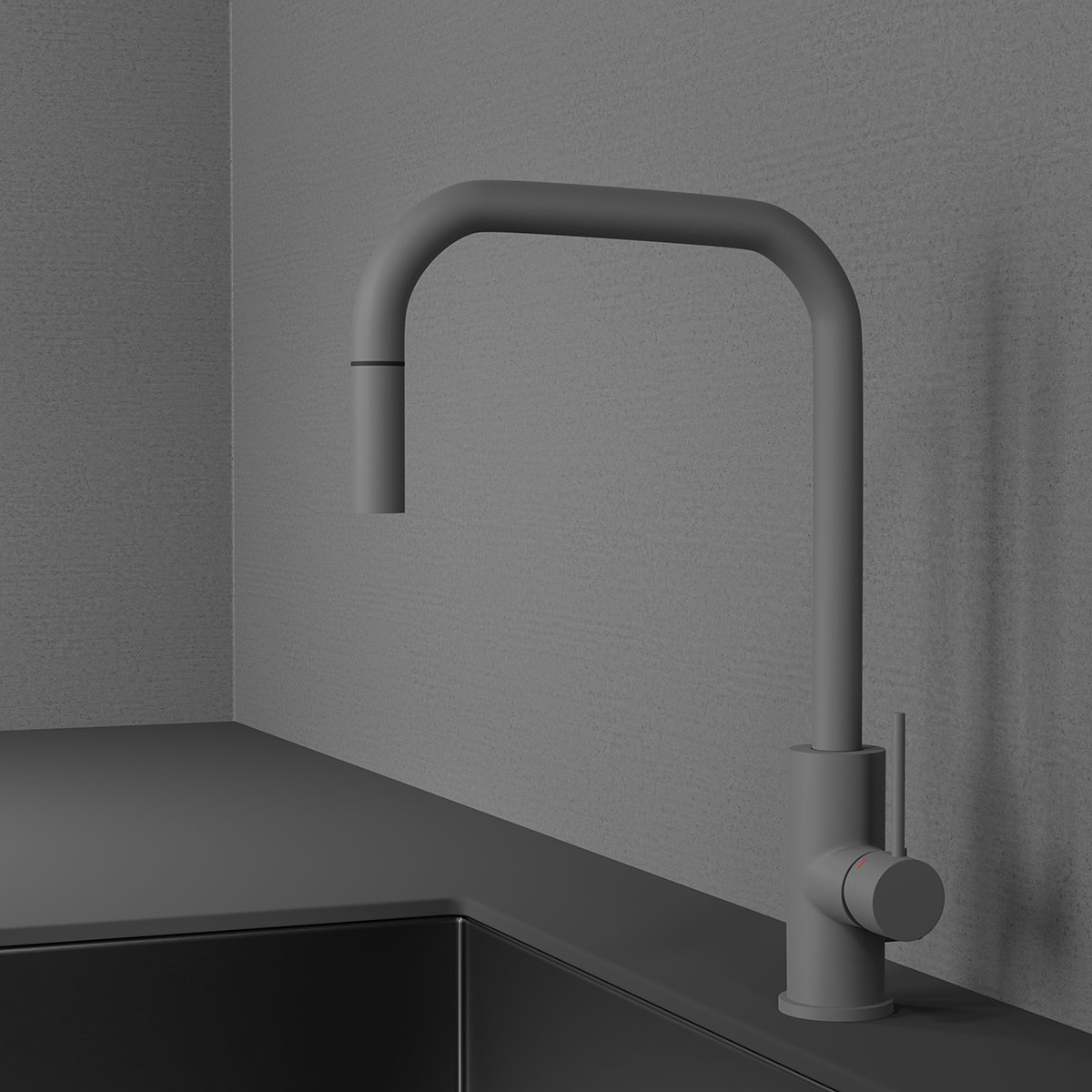 Kjøkkenbatteri Scandtap Steel Accent Square med Uttrekkbar Tut