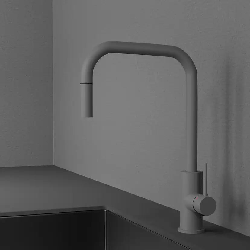 Kjøkkenbatteri Scandtap Steel Accent Square med Uttrekkbar Tut