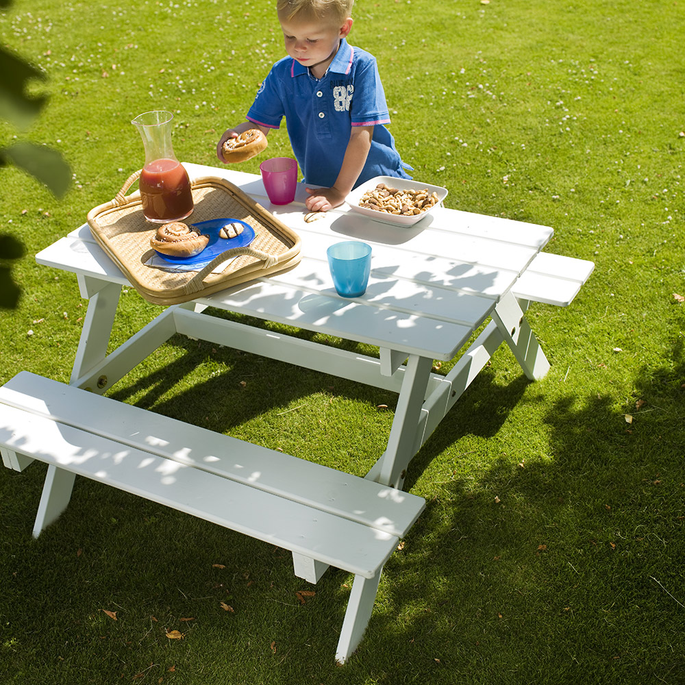 Barngrupp Picnic mini vitlaserad furu Hvit
