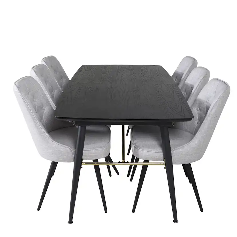 Spisegruppe Venture Home Gold med 6 Velvet Deluxe Stoler