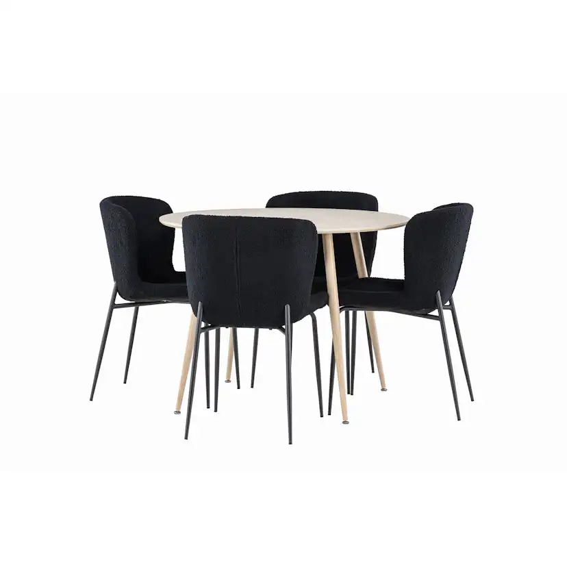 Spisegruppe Venture Home Plaza Ø100 med 4 stk Modesto Stoler
