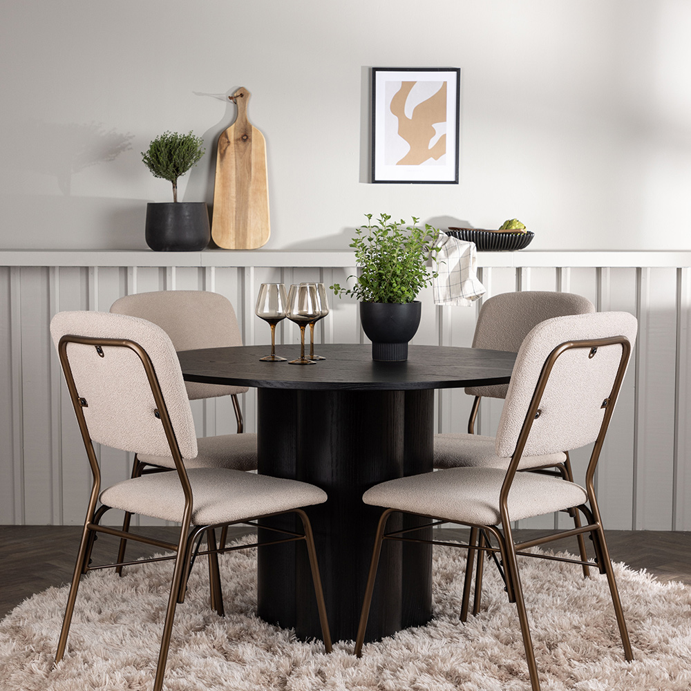 Spisegruppe Venture Home Olivia Ø110 cm med 4 stk Seda Stoler