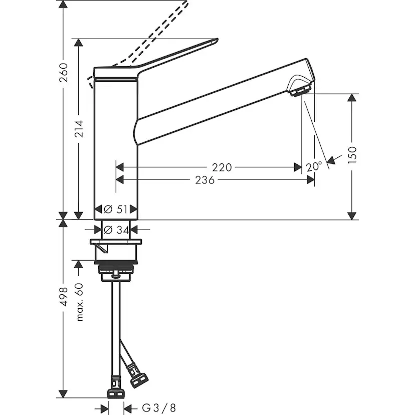 Kjøkkenbatteri Hansgrohe Zesis M33 150 1Jet