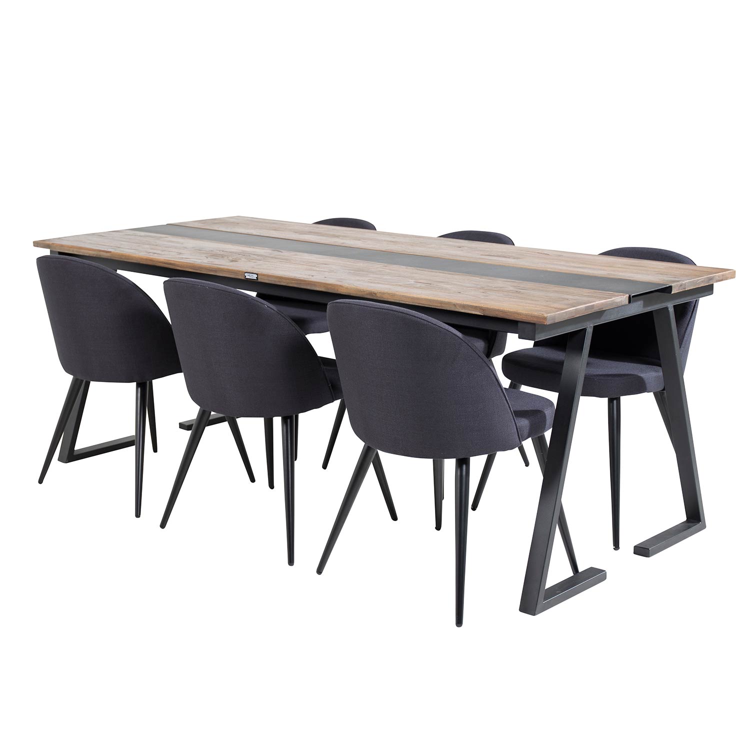 Spisegruppe Venture Home Jane med 6 Valentina Stoler Polyester
