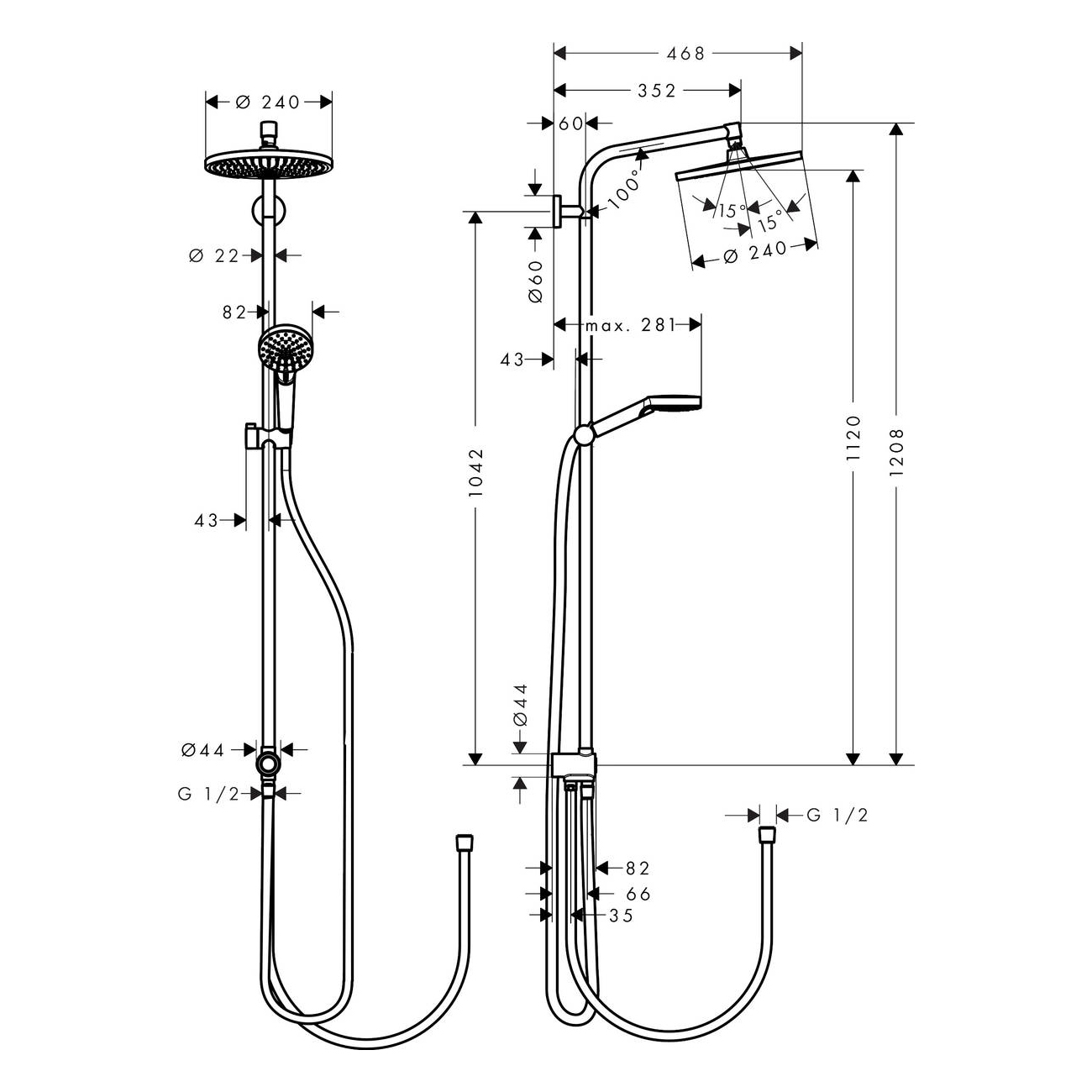 Takduschset Hansgrohe Crometta S Showerpipe 240 1jet