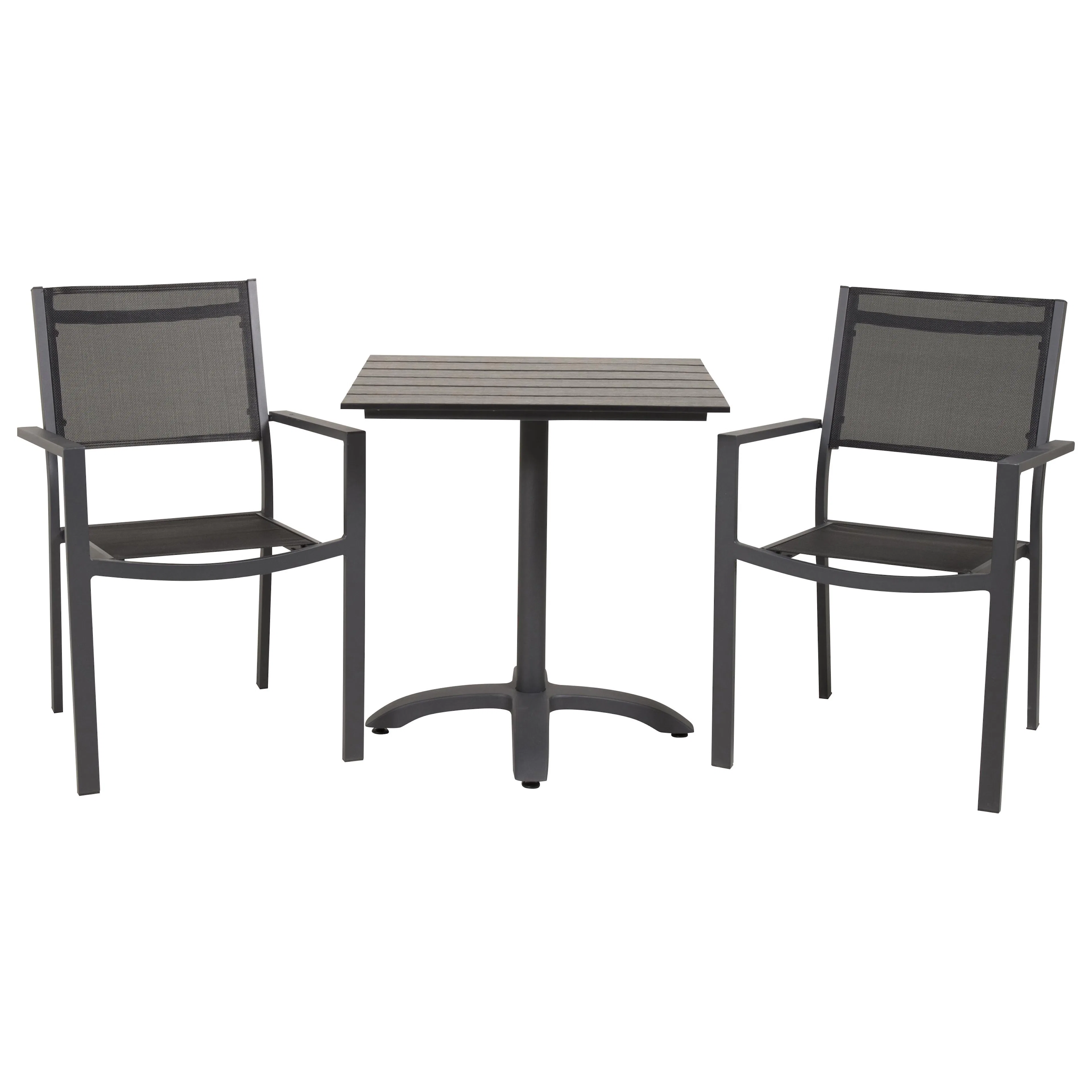 Colorado-Cafébord-70*70-Matt Svart+Copacabana stolsvartalu2 Sort Bord, Sort Stol