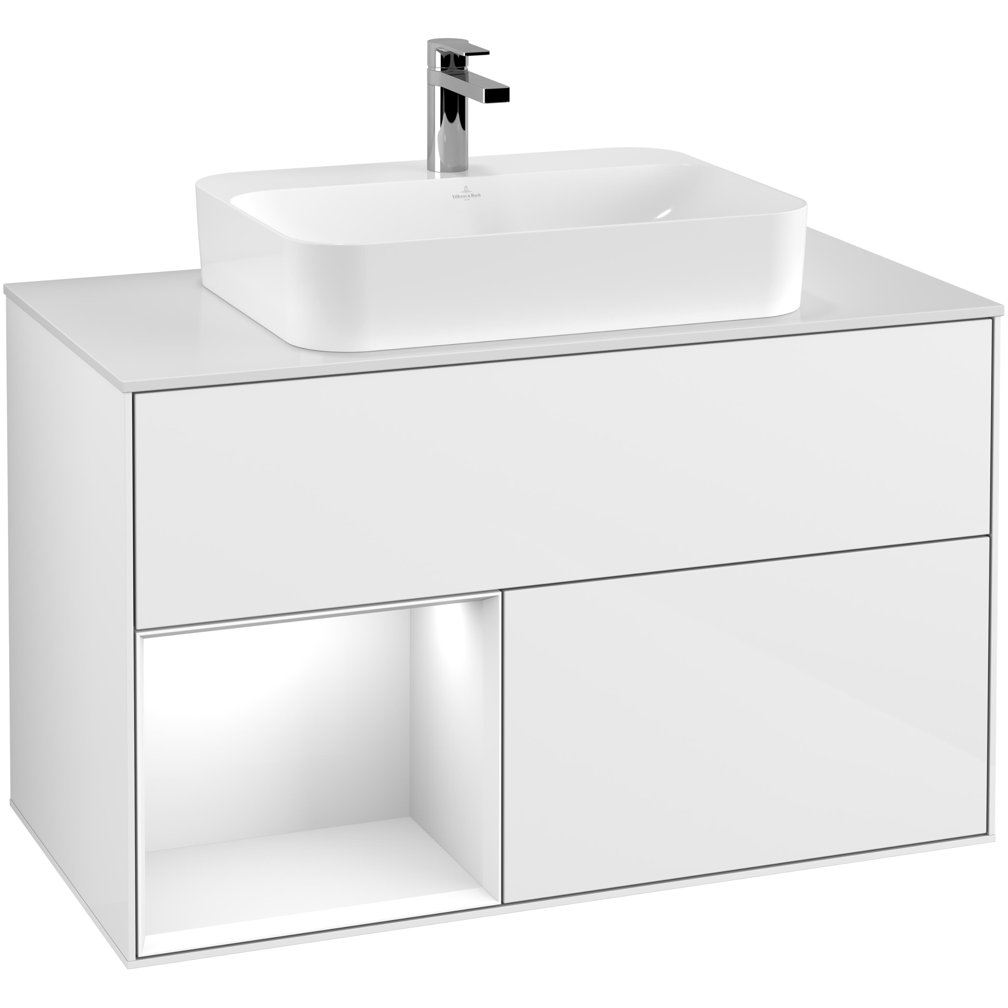 Tvättställsskåp Villeroy & Boch Finion med 2 Lådor Hylla och Bänkskiva för Ytmonterat Tvättställ | badrum - badrumsmobler - tvattstallsskap-och-kommod | KakelKungen