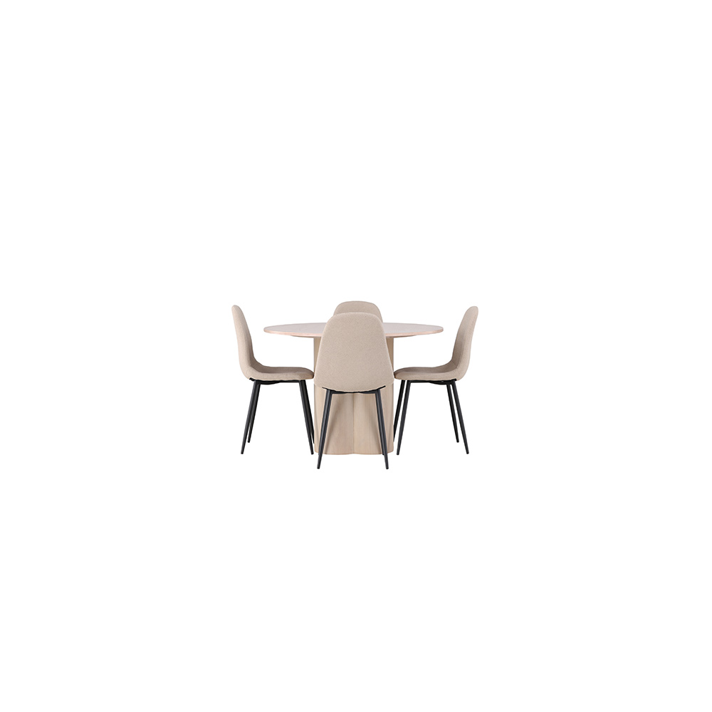 Spisegruppe Venture Home Olivia Ø110 cm med 4 stk Polar Stoler