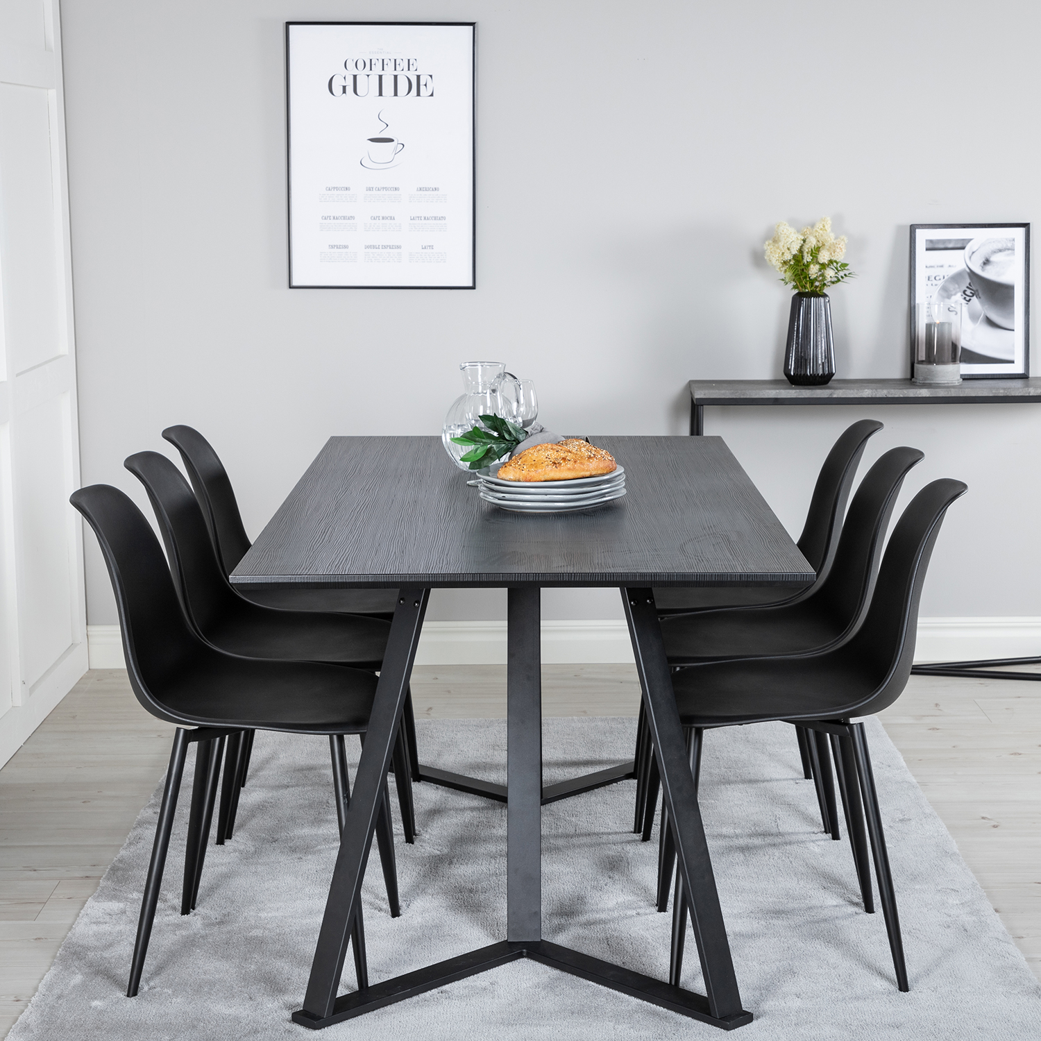 Spisegruppe Venture Home Madde med 6 Pop Stoler