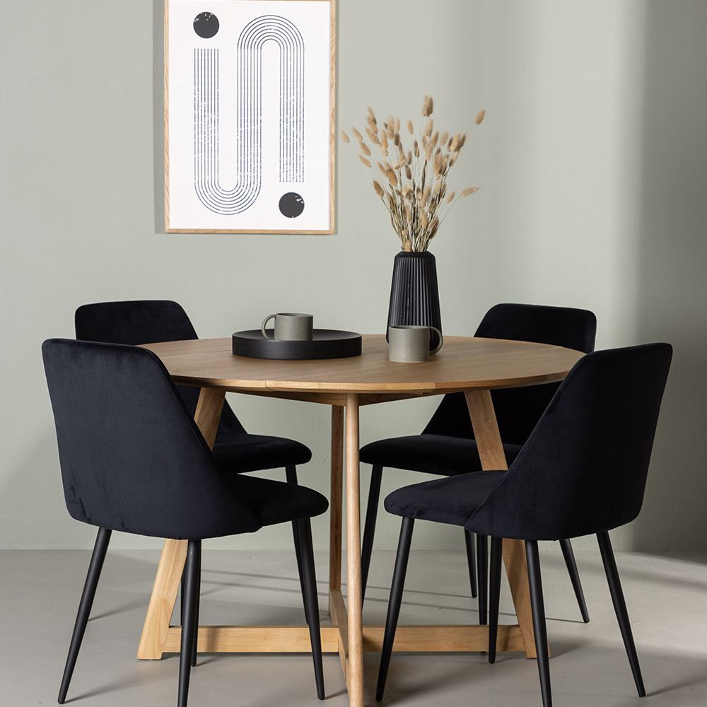 Spisegruppe Venture Home Yakidon Ø120 cm med 4 stk Night Stoler