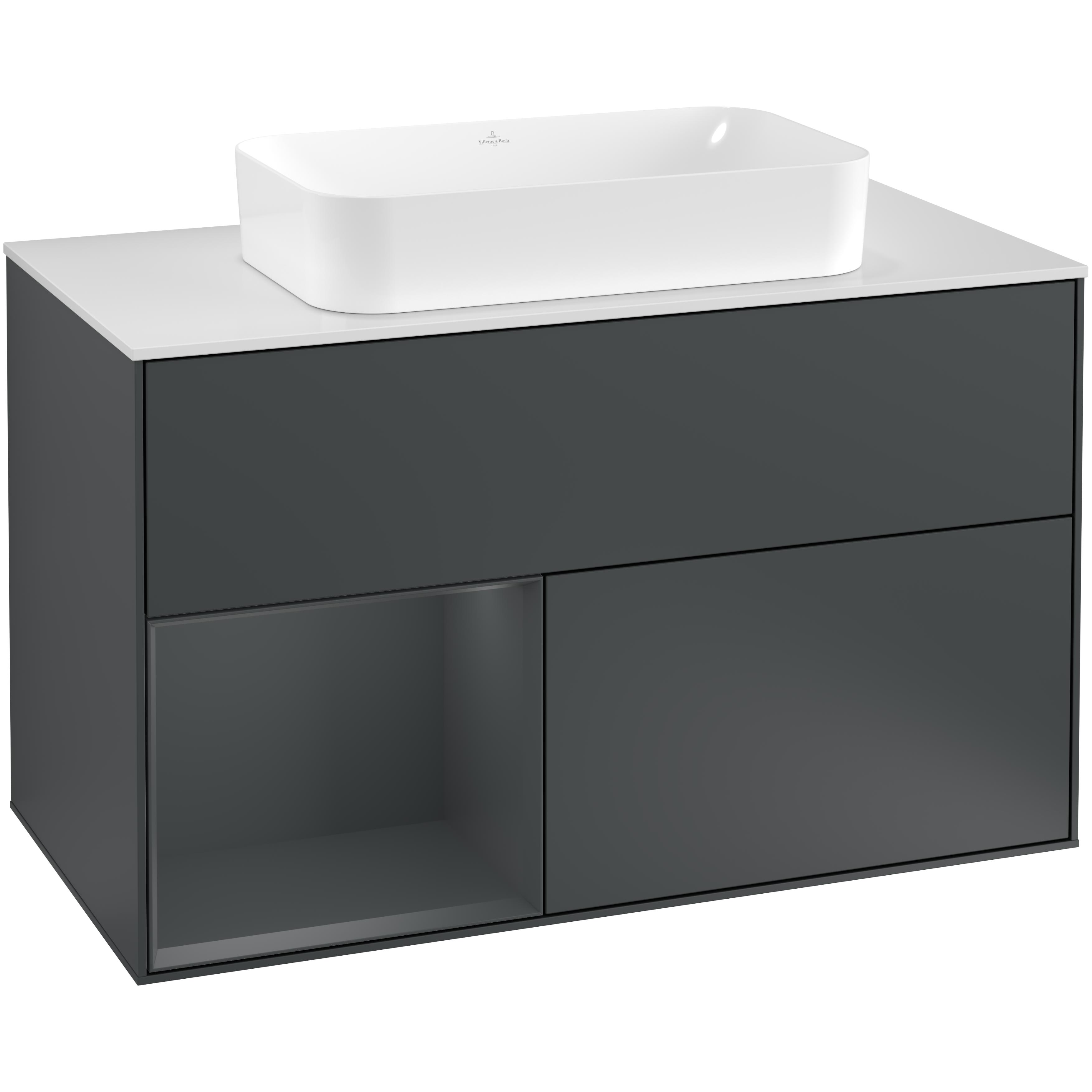 Tv&auml;ttst&auml;llssk&aring;p Villeroy & Boch Finion med 2 L&aring;dor Hylla och B&auml;nkskiva f&ouml;r Frist&aring;ende Tv&auml;ttst&auml;ll
