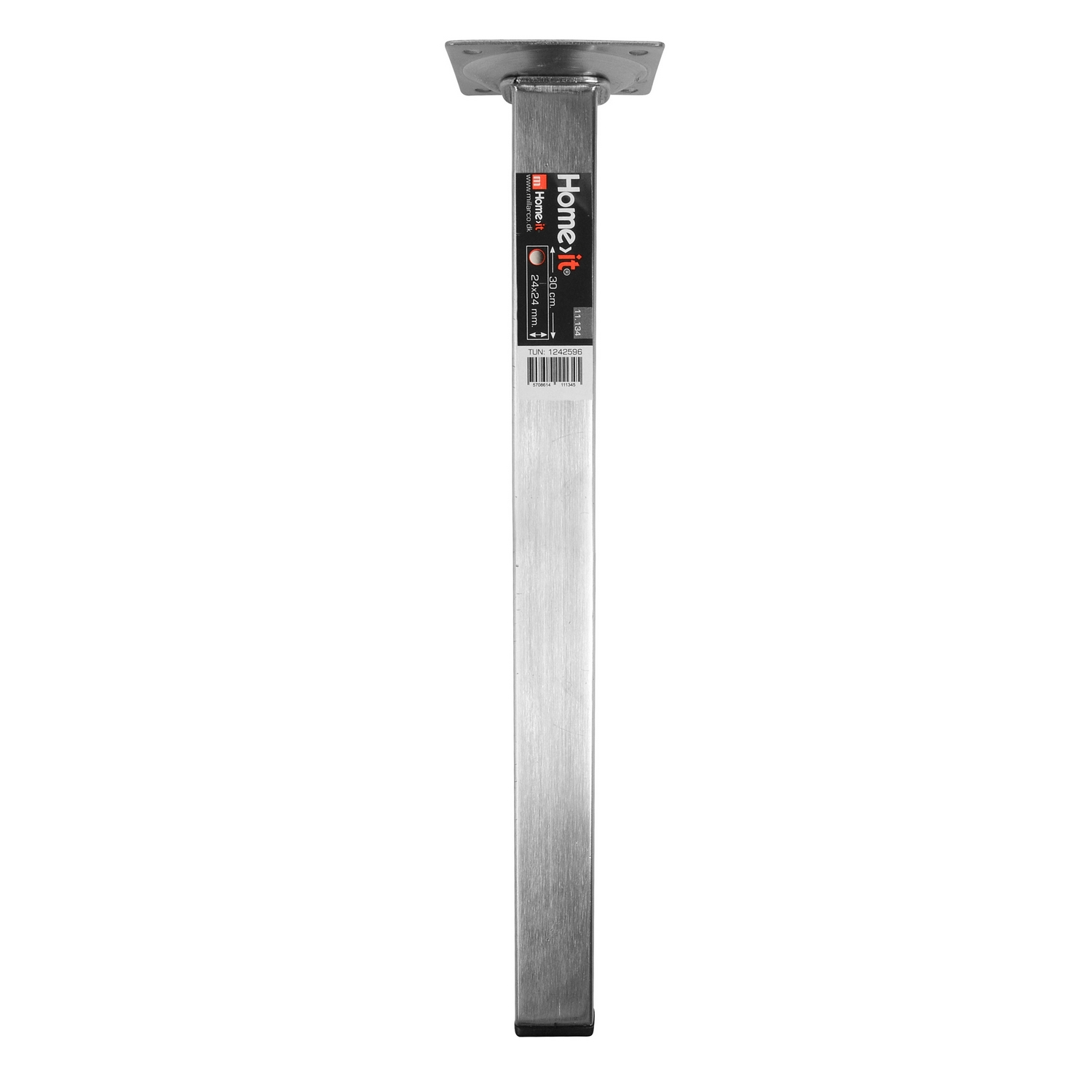 Bordbein 30 cm 24x24 mm - børstet stål H: 300 mm