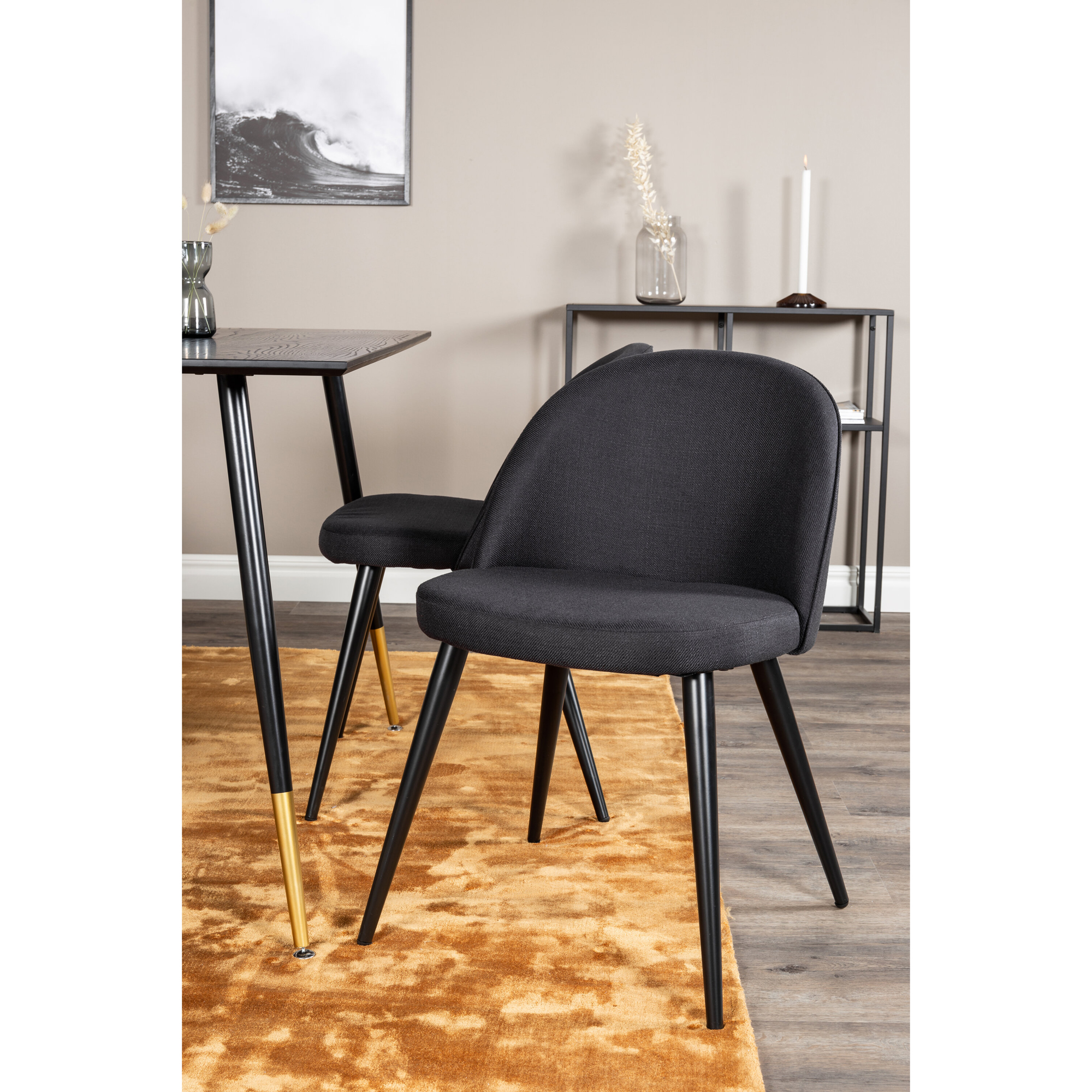 DippTable - Black Veneer -VelvetChiar- Black _4 Sort/, Polyester