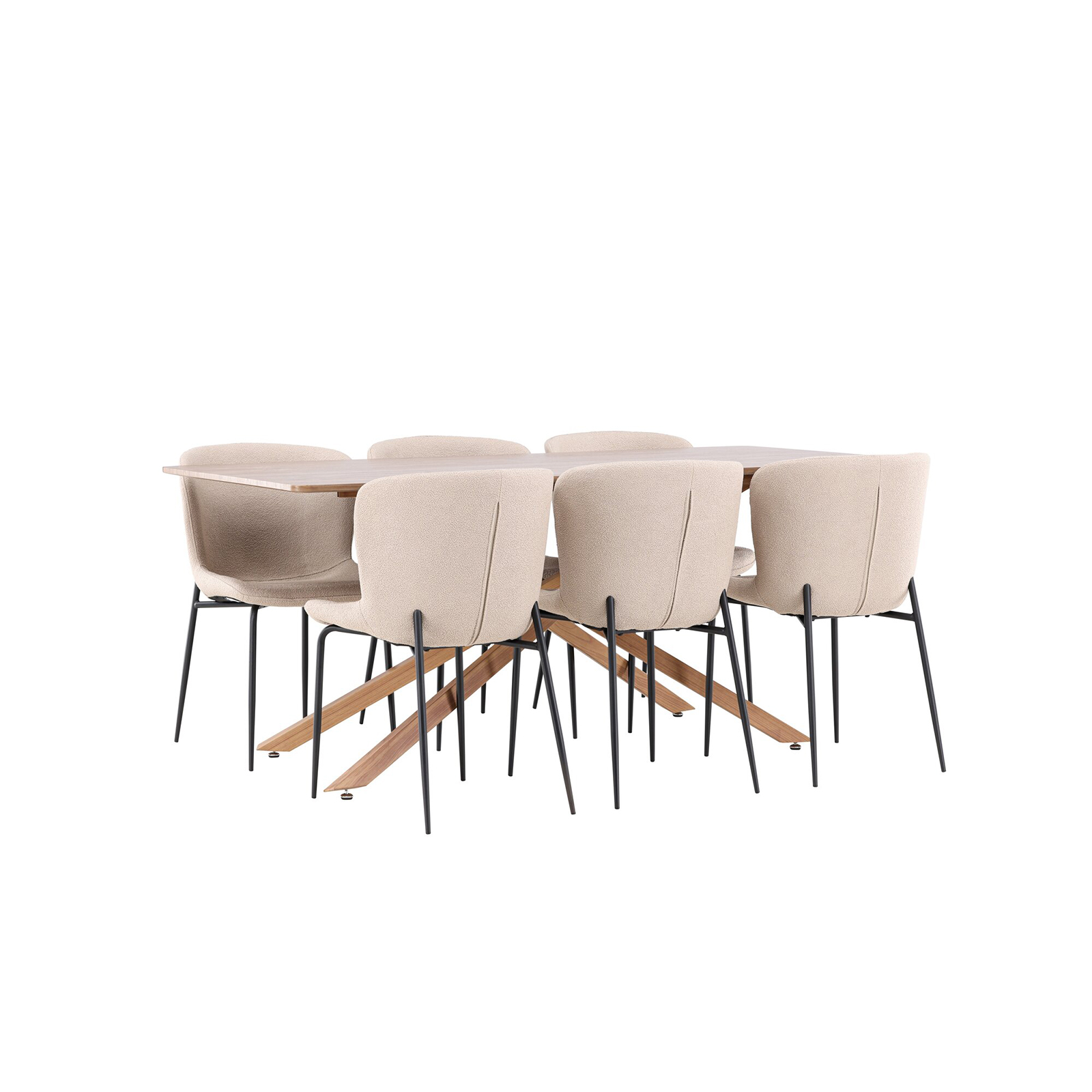 Spisegruppe Venture Home Piazza 180 med 6 stk Modesto Stoler Boucle