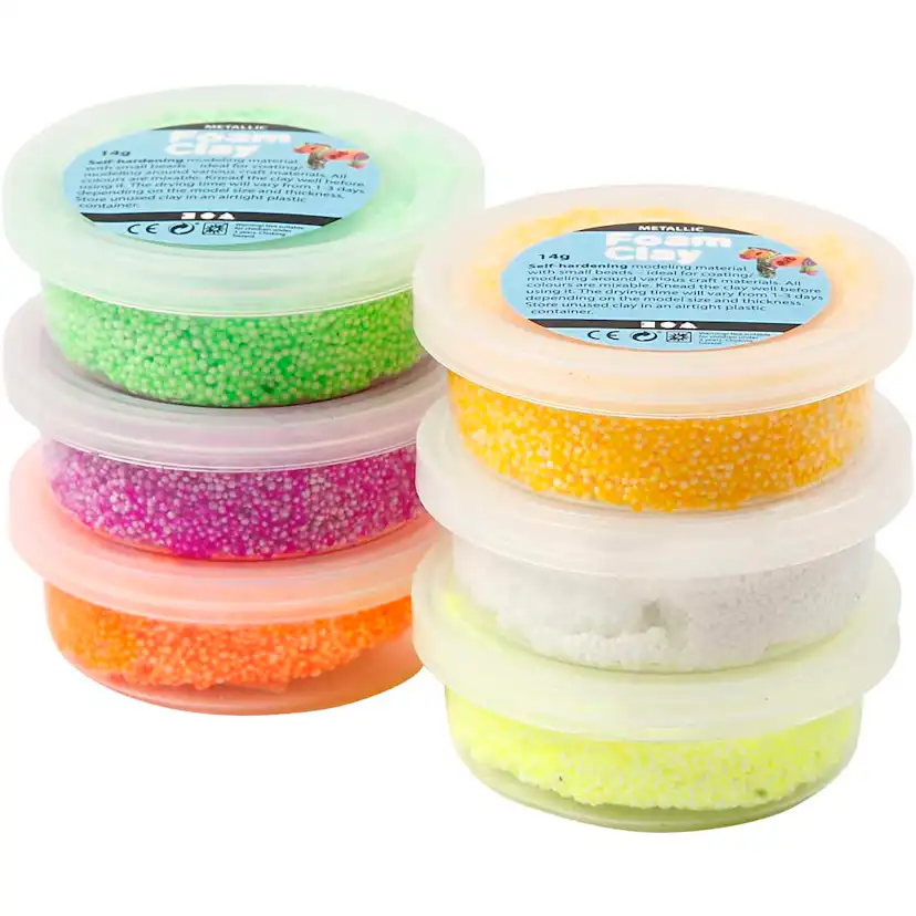 Foam Clay Creativ Company Ass Farger Neon 6x14 g/1 Pk
