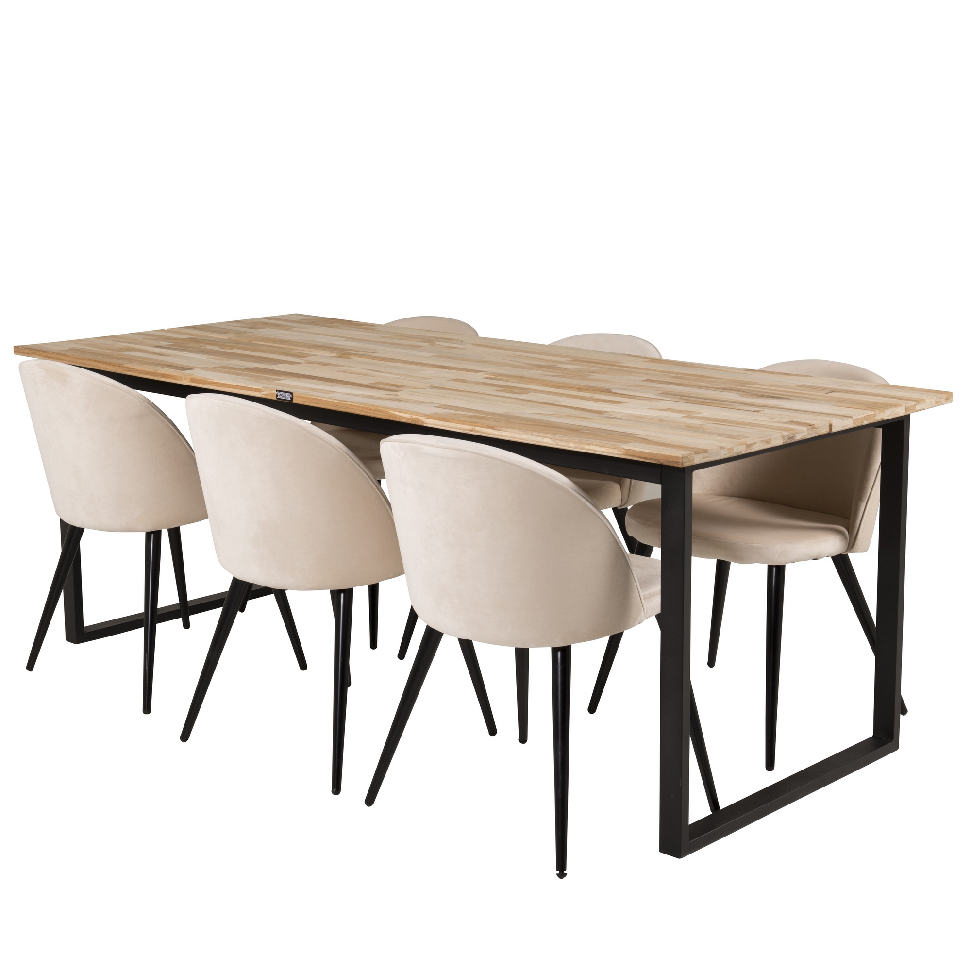 Spisegruppe Venture Home Cirebon med 6 Velvet Stoler