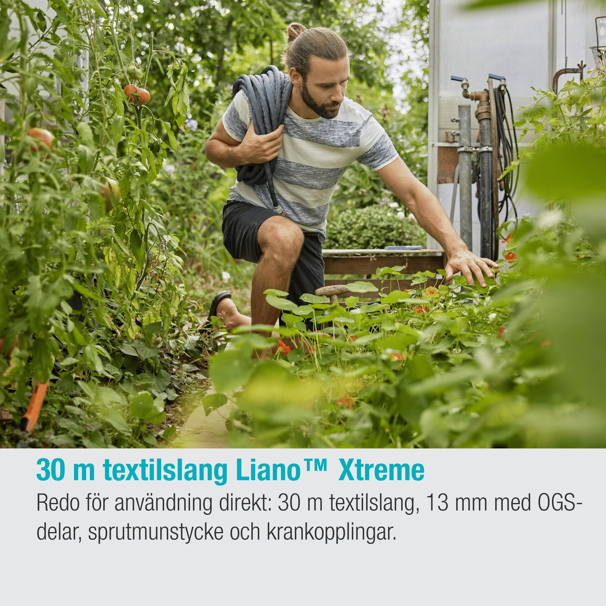 Tekstilslange Gardena Liano Xtreme 30 m Sett med Stråledyse