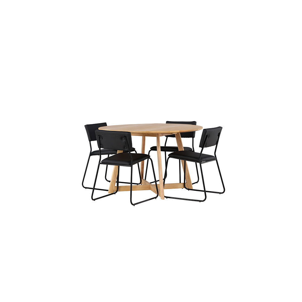 Spisegruppe Venture Home Yakidon Ø120 cm med 4 stk Kenth Stoler
