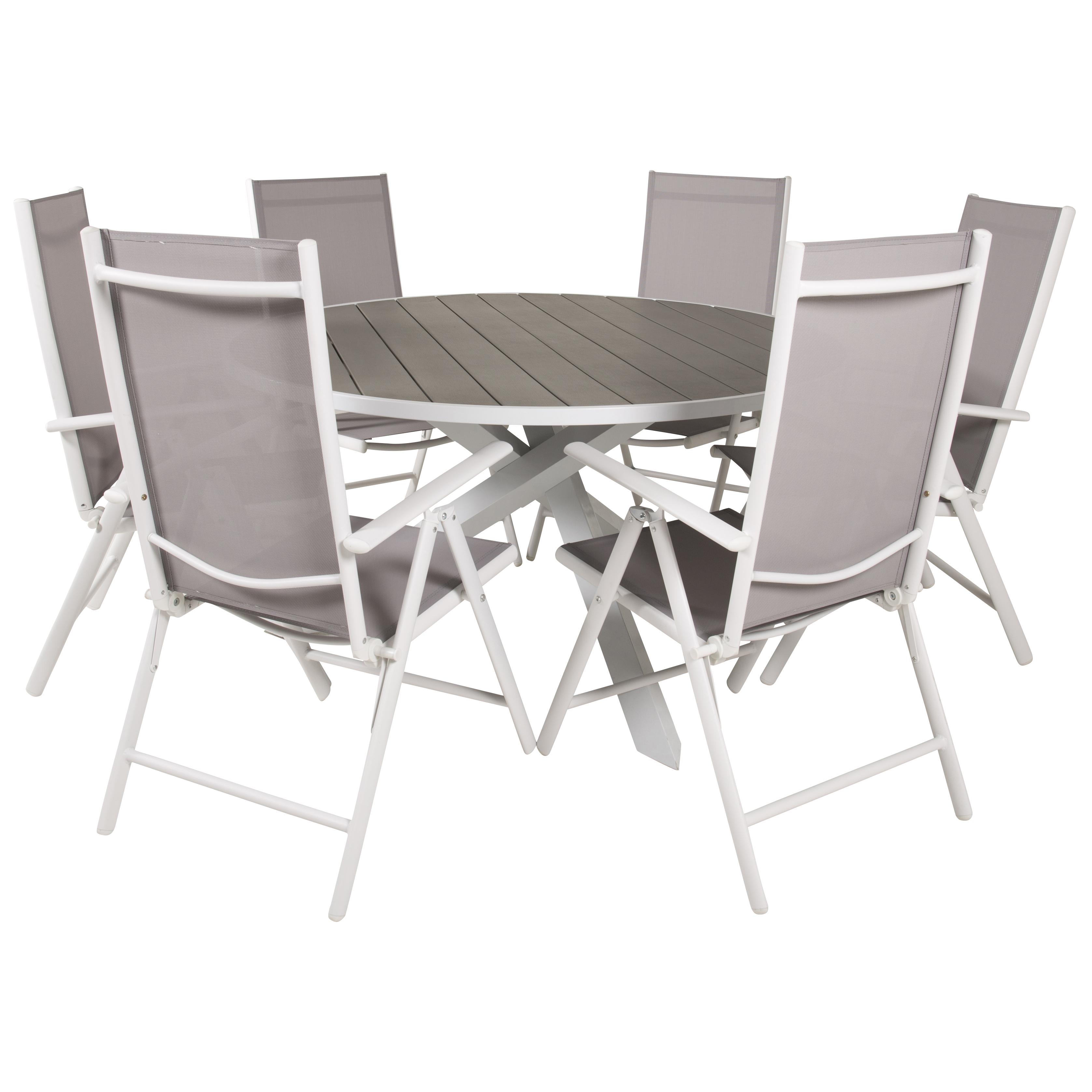 Spisegruppe Venture Home Pincy Ø 140 med 6 Bront Stoler