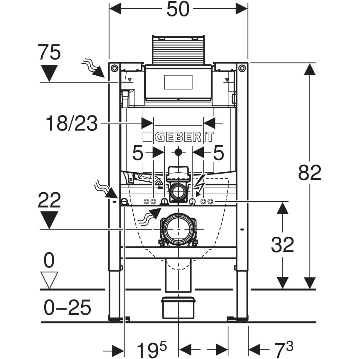 WC-fixture Geberit Duofix Omega 82 cm for Innbygging