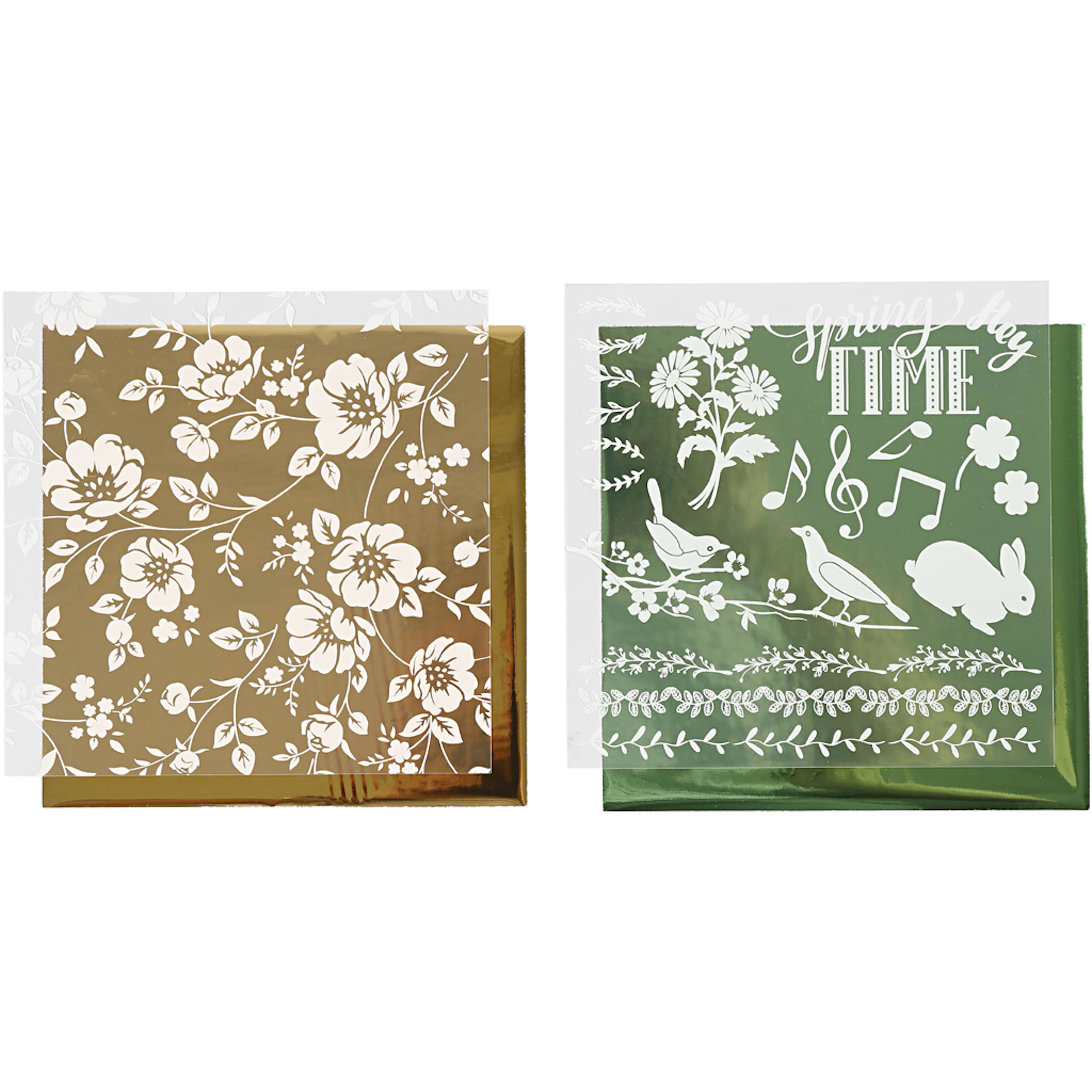 Dekorasjonsfolie Creativ Company og Limark Gullgrønne Blomster 2x2 ark/1 Pk
