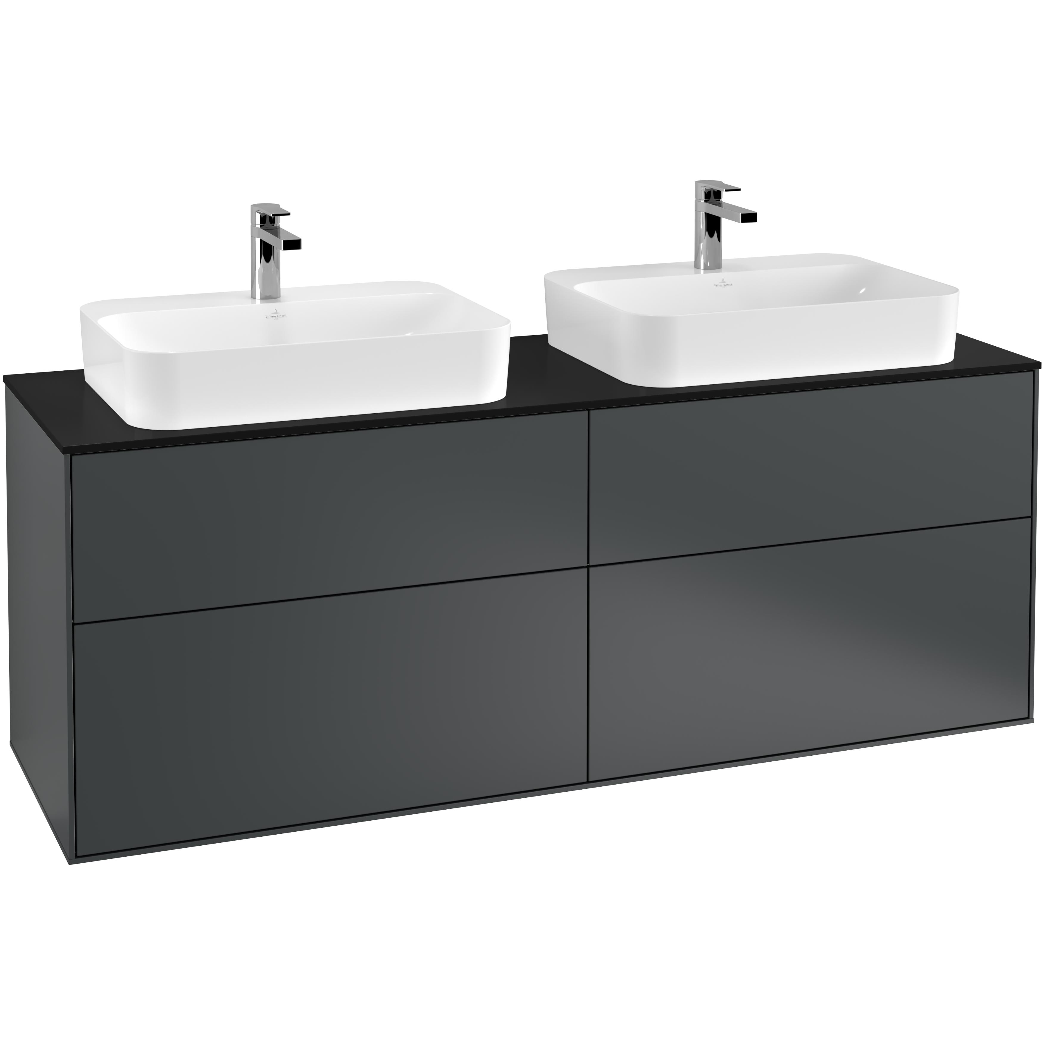Tvättställsskåp Villeroy & Boch Finion med 4 Lådor och Bänkskiva för Två Ytmonterade Tvättställ