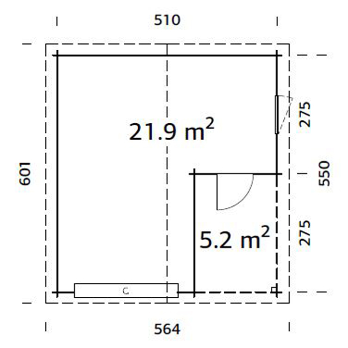 Garasjebod Palmako Roger 28,1 m2 med Leddport