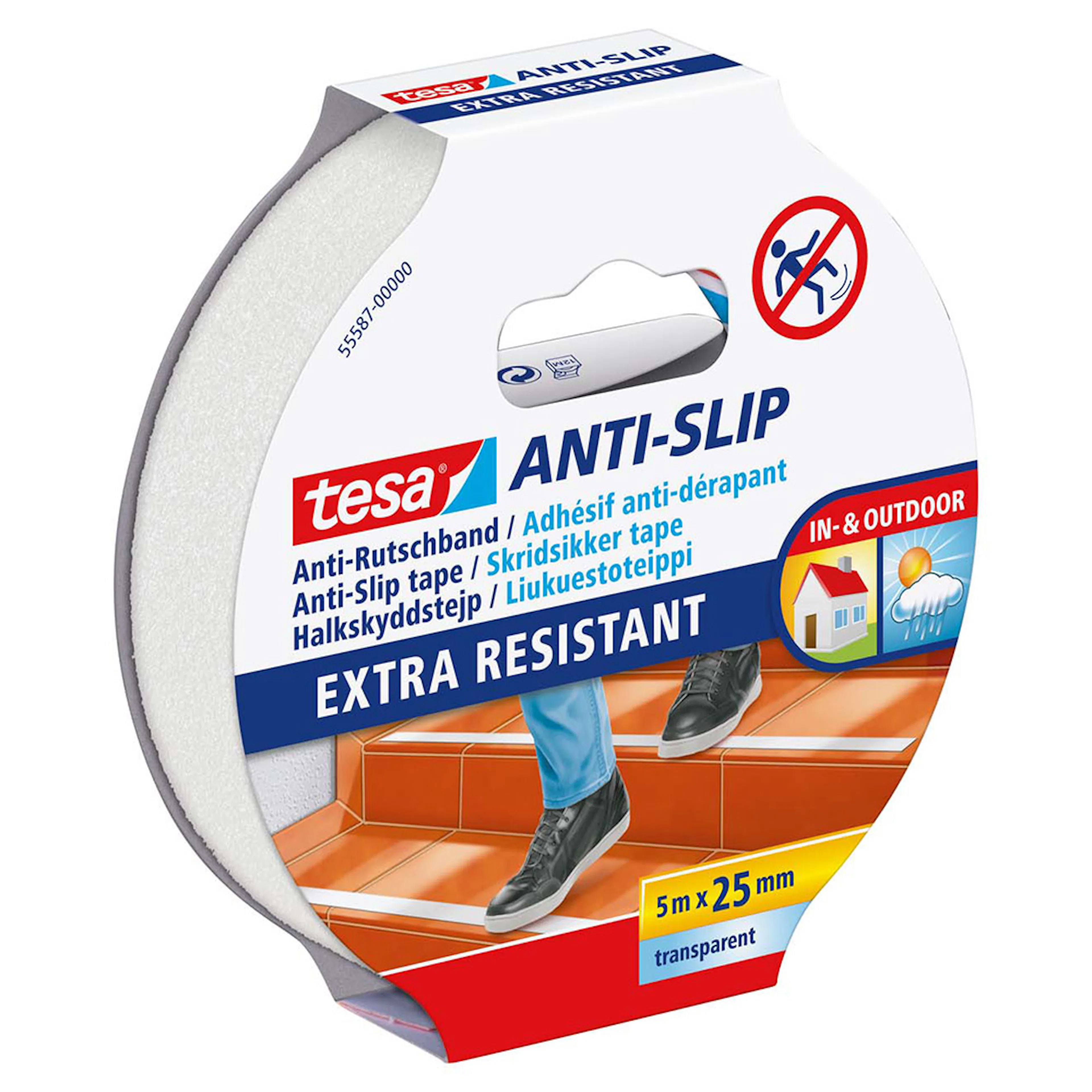 Skli-beskyttende tape Tesa 25 mm 5 m Gjennomsiktig 55587