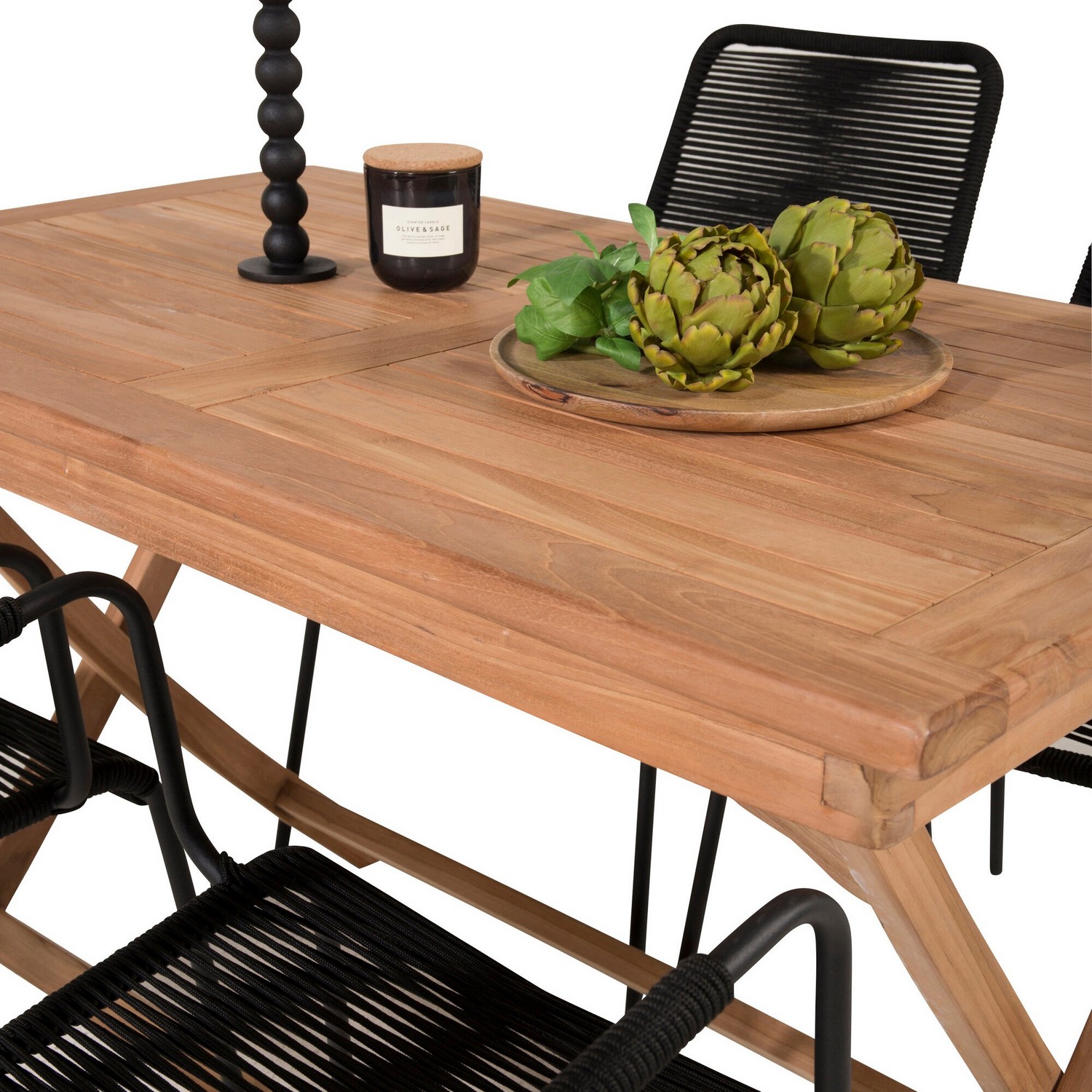 Spisegruppe Venture Home Kenya 120x70 Teak med 4 Lindos Lenestoler